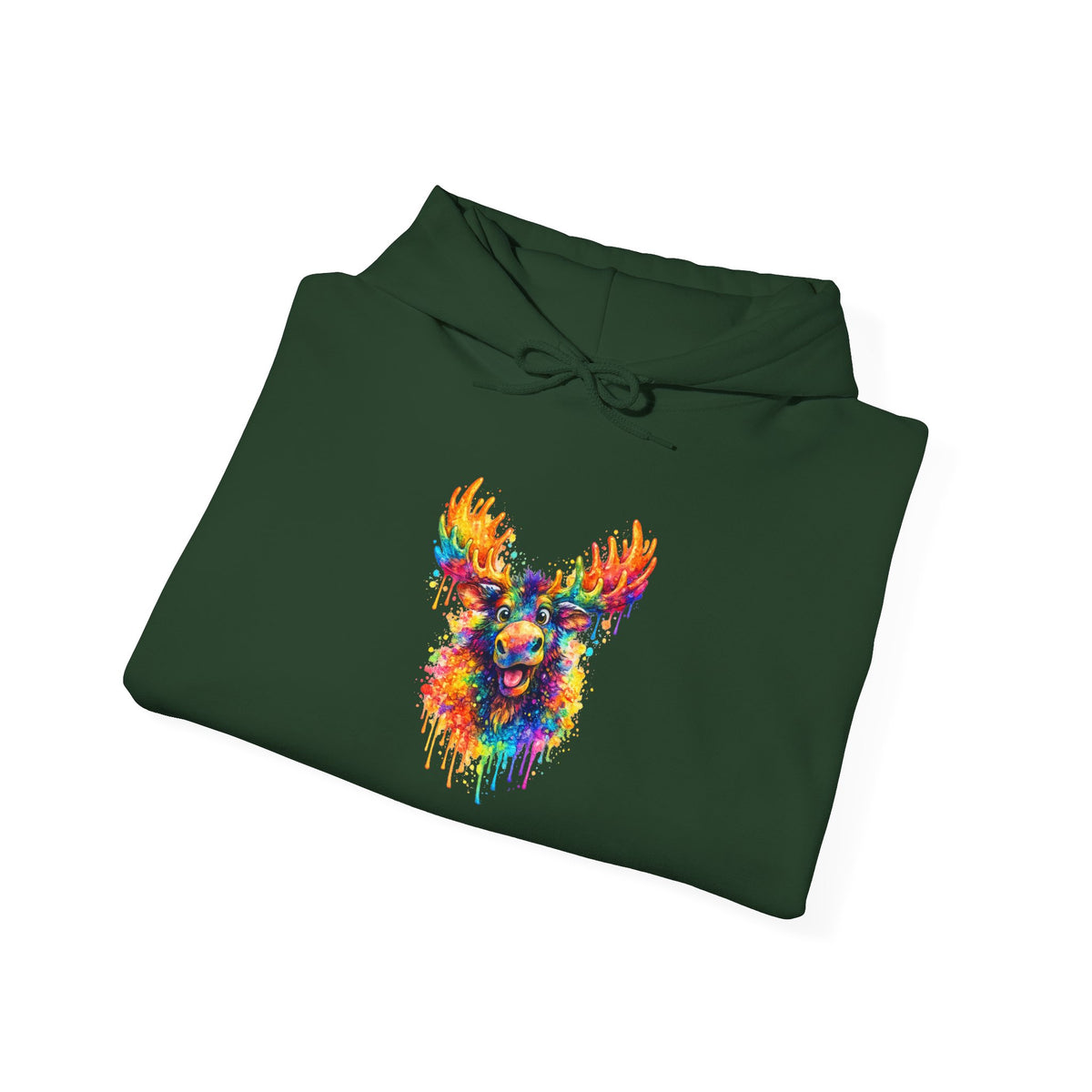 Watercolor Moose Hooded Sweatshirt