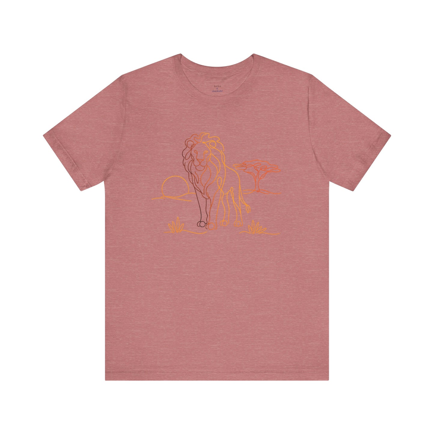 Lion Sunset Tee — Minimal Line Art Safari T-Shirt