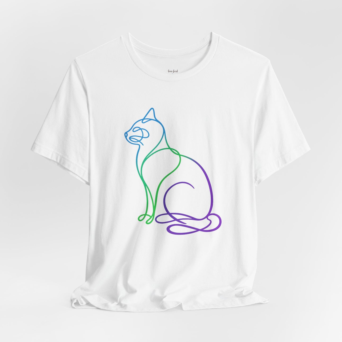 Colorful Line | Work Sitting Cat T-Shirt