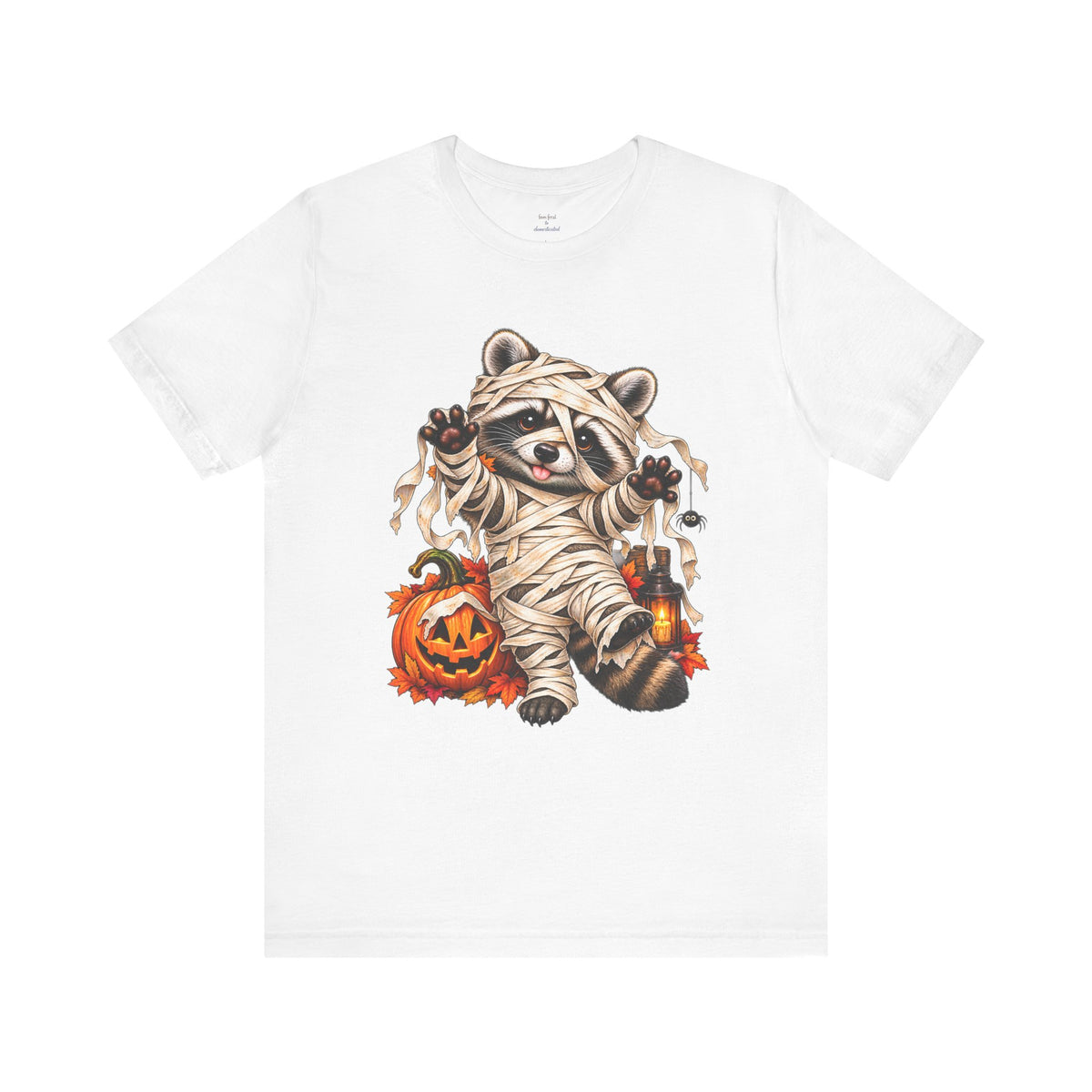 Halloween Mummy Raccoon and Black Cat T-Shirt