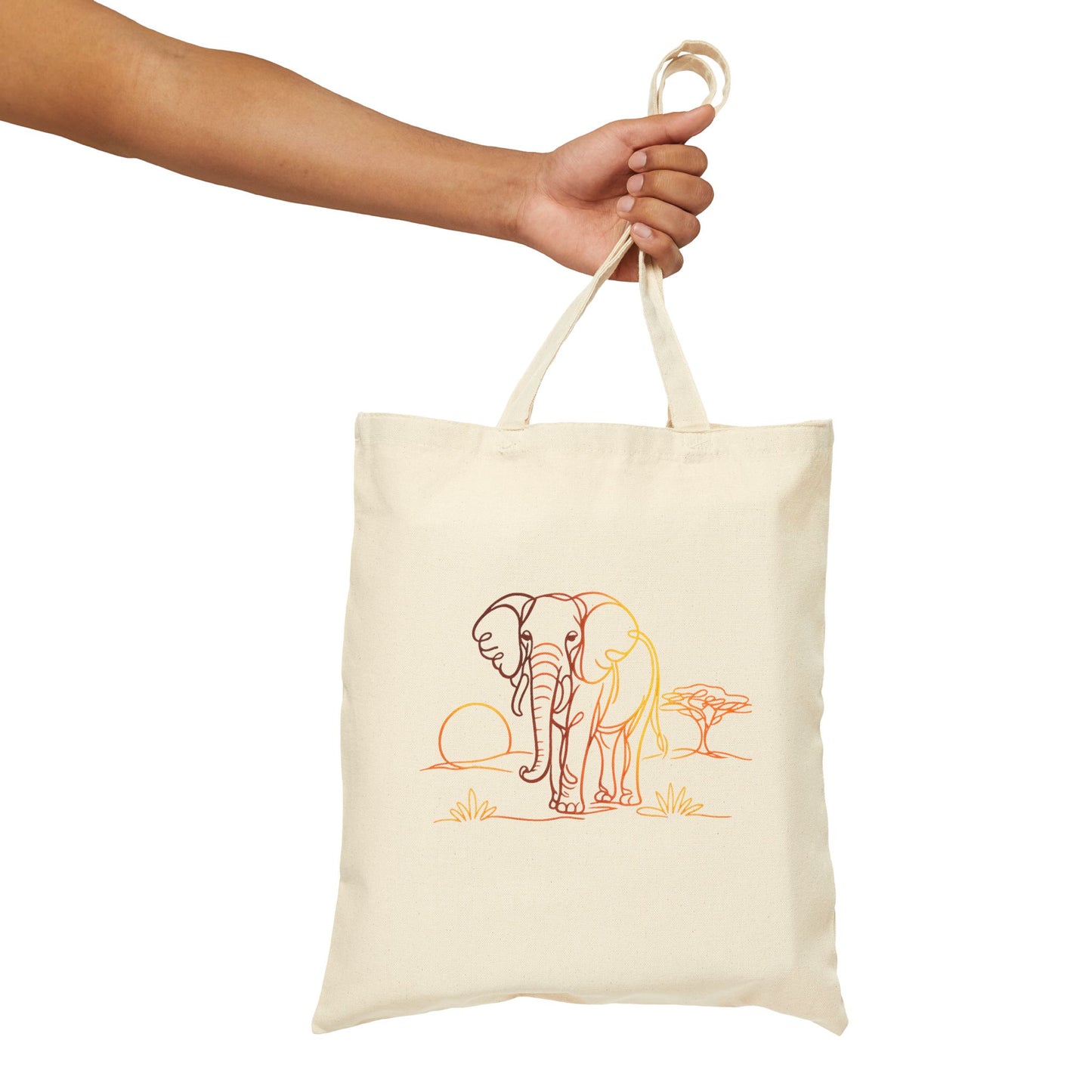 Elephant Safari Sketch Cotton Tote — Eco Canvas Bag