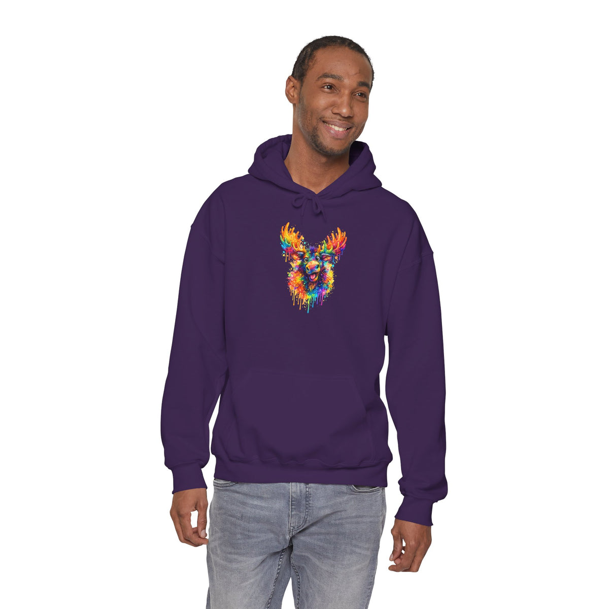 Watercolor Moose Hooded Sweatshirt