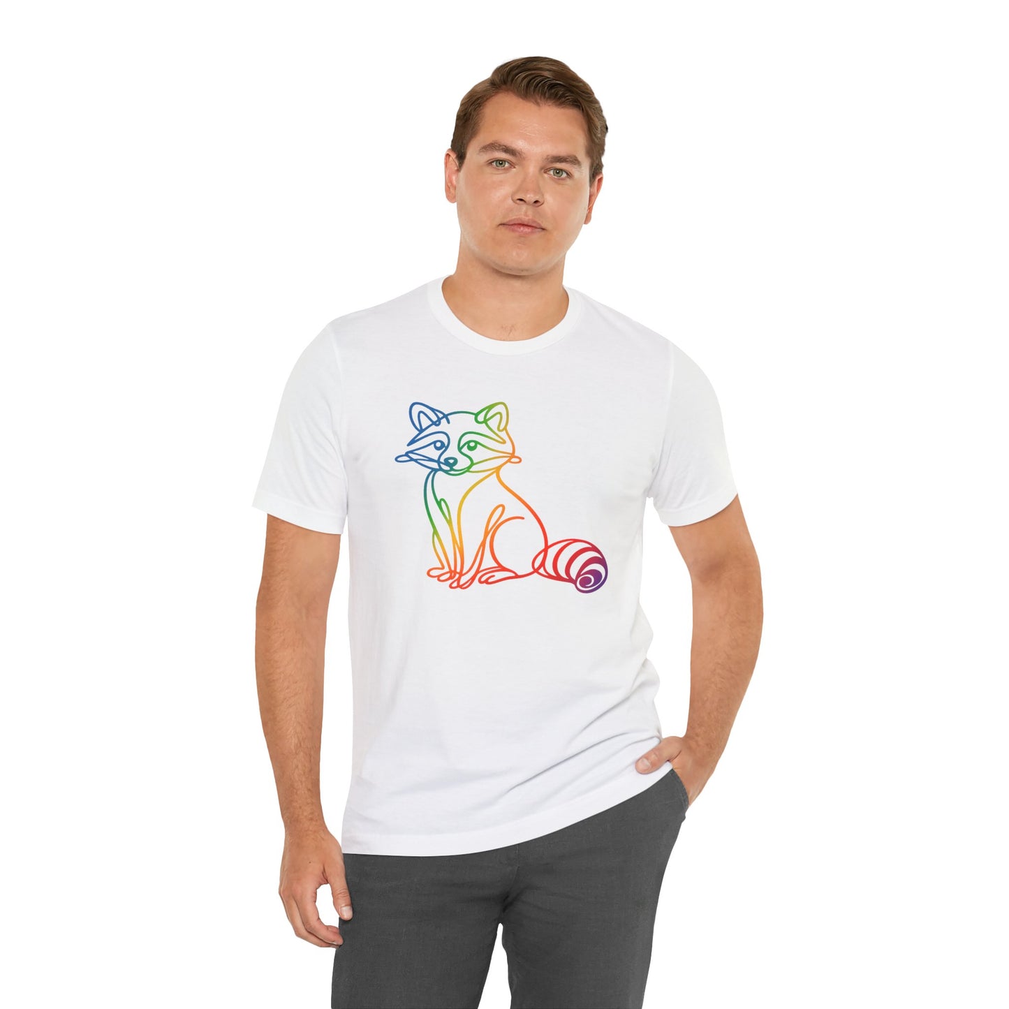 Raccoon Tee — Minimal Line Raccoon Scenic Graphic T-Shirt
