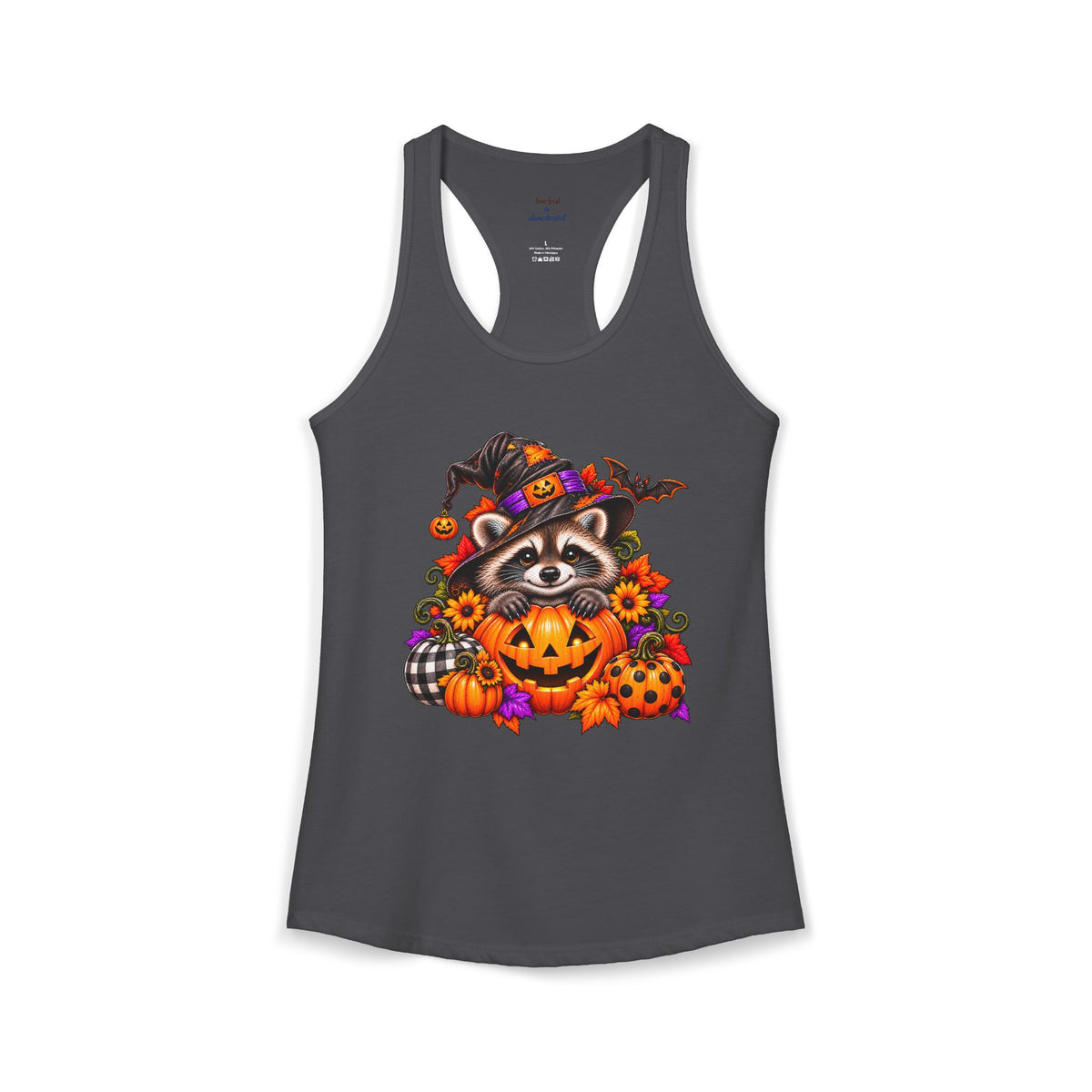 Copy of Halloween Raccoon and Black Cat Bestie Racerback Tank