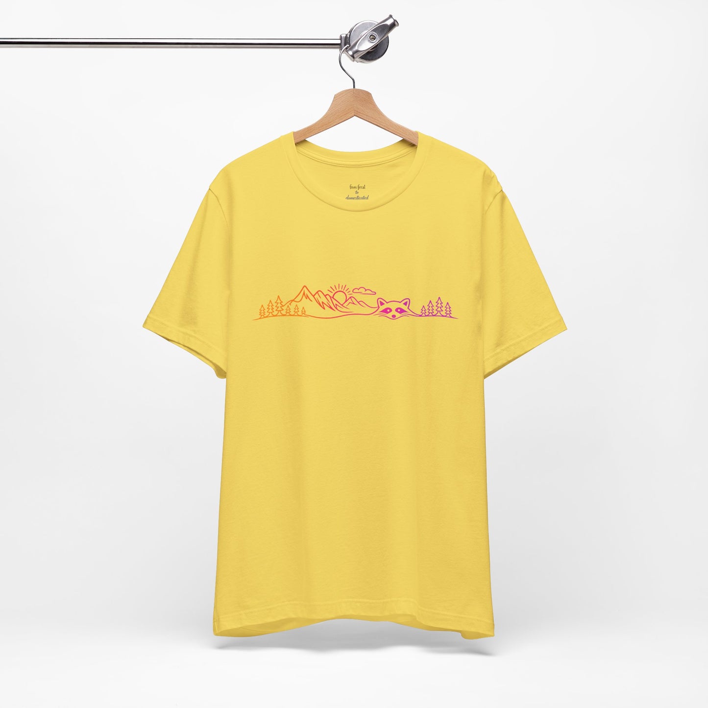 Raccoon Tee — Minimal Line Raccoon Scenic Graphic T-Shirt