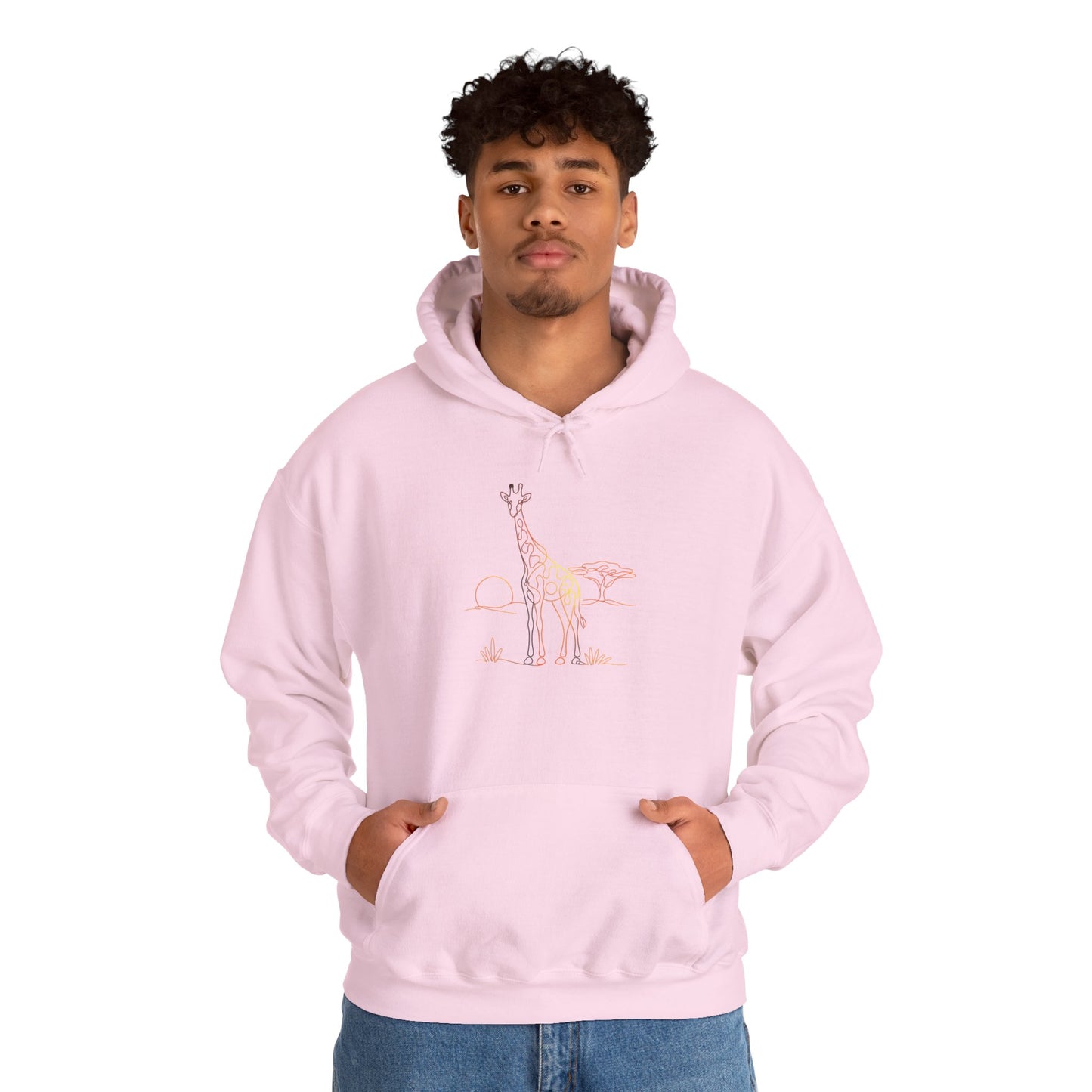 Giraffe Line Art Hoodie – Minimal Safari Illustration
