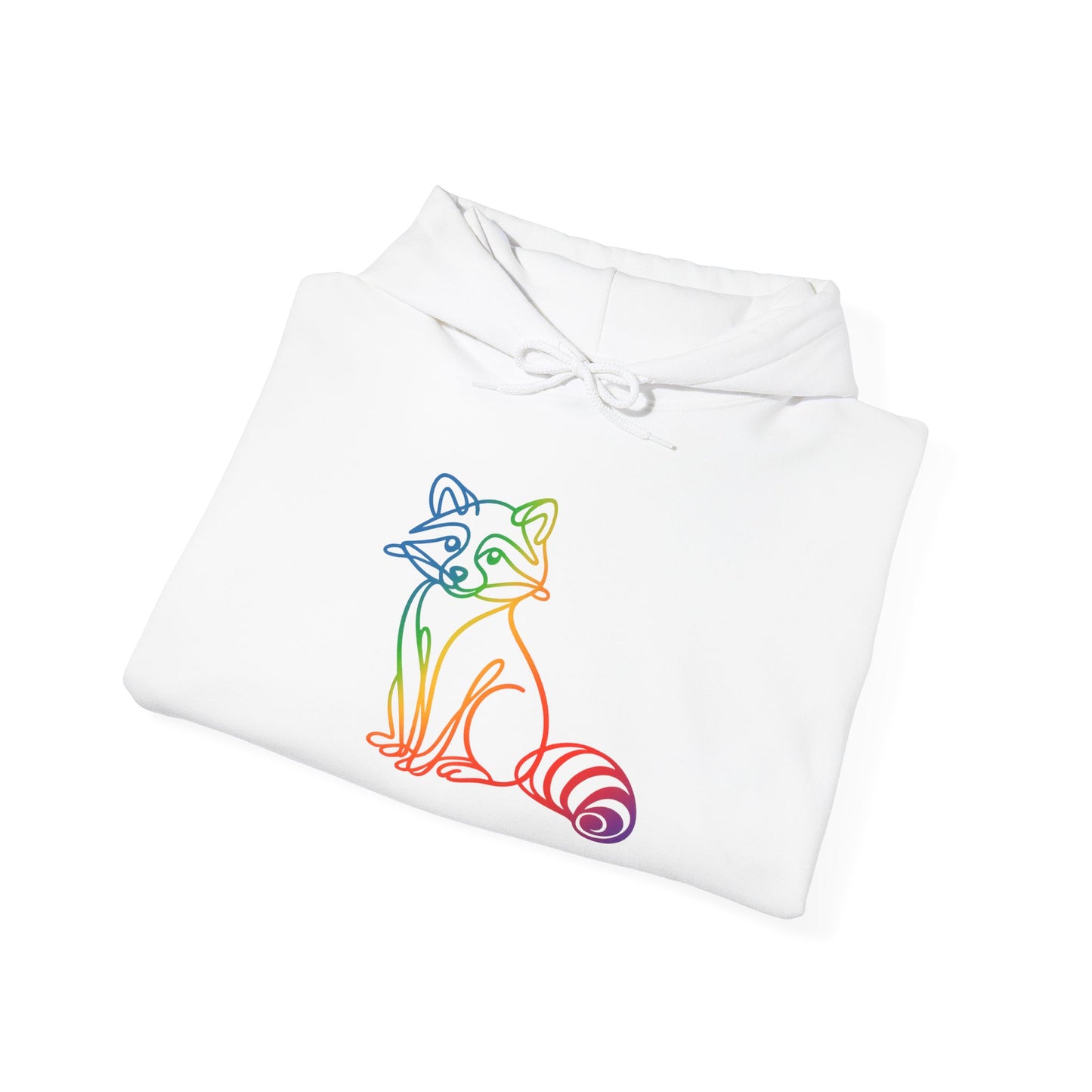 Rainbow Line Art Raccoon Hoodie
