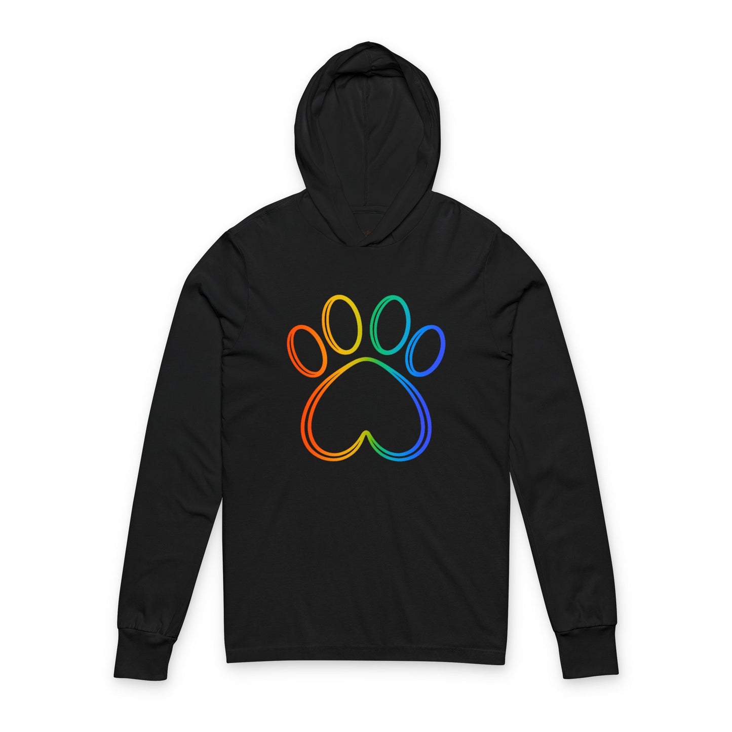Continuous Line Art Heart/Paw Hooded Long Sleeve Tee