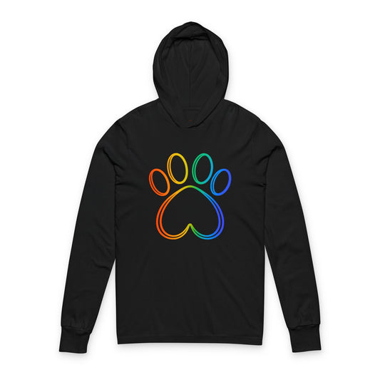 Continuous Line Art Heart/Paw Hooded Long Sleeve Tee
