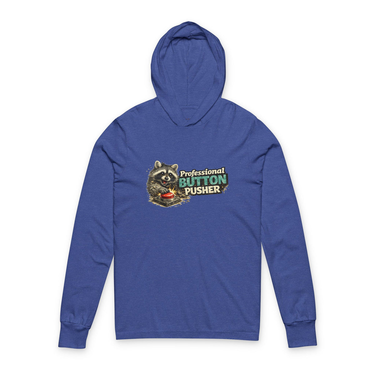 Button Pusher Raccoon Hooded Long Sleeve T-Shirt