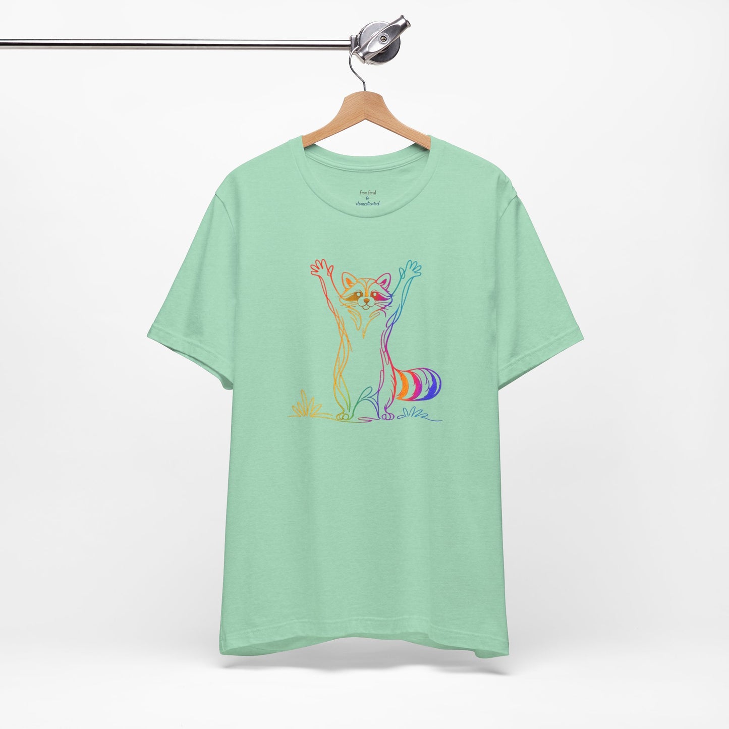 Raccoon Tee — Minimal Line Raccoon Scenic Graphic T-Shirt
