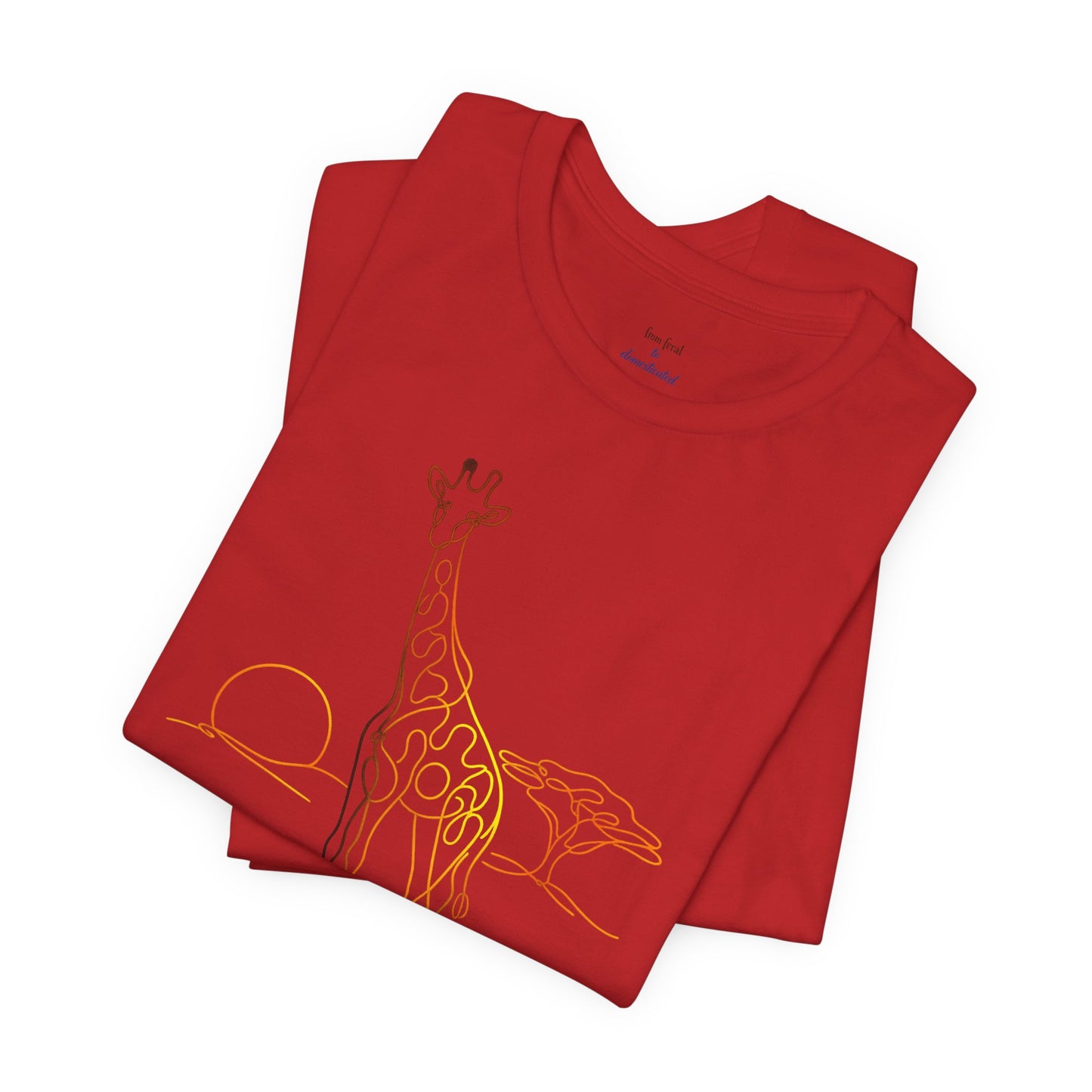 Giraffe Sunset Tee — Minimal Line Art Safari T-Shirt