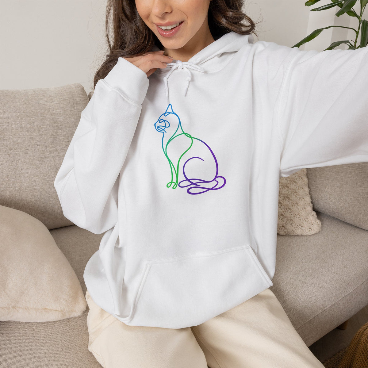 Northern Lights Cat Hooded Sweatshirt