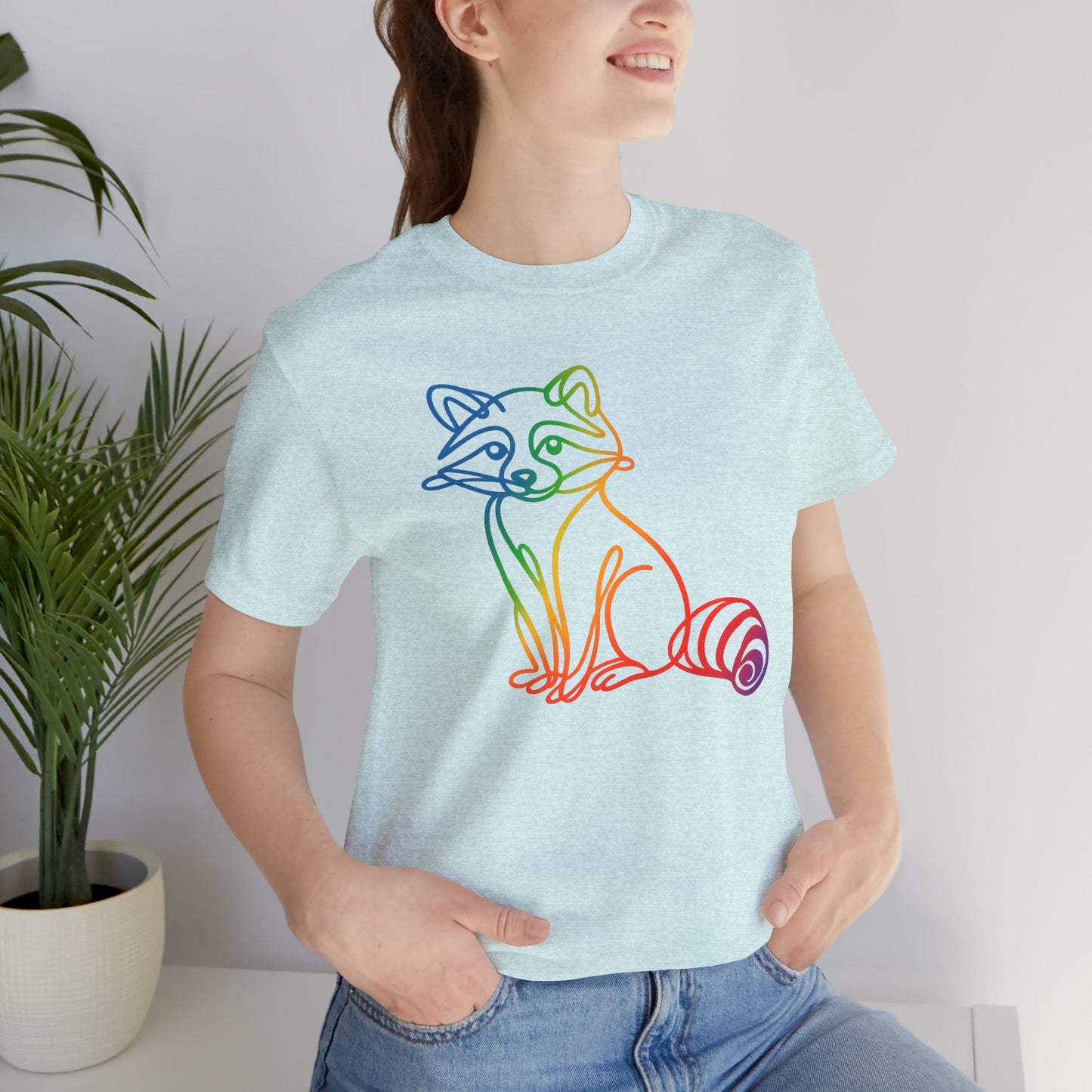 Raccoon Tee — Minimal Line Raccoon Scenic Graphic T-Shirt