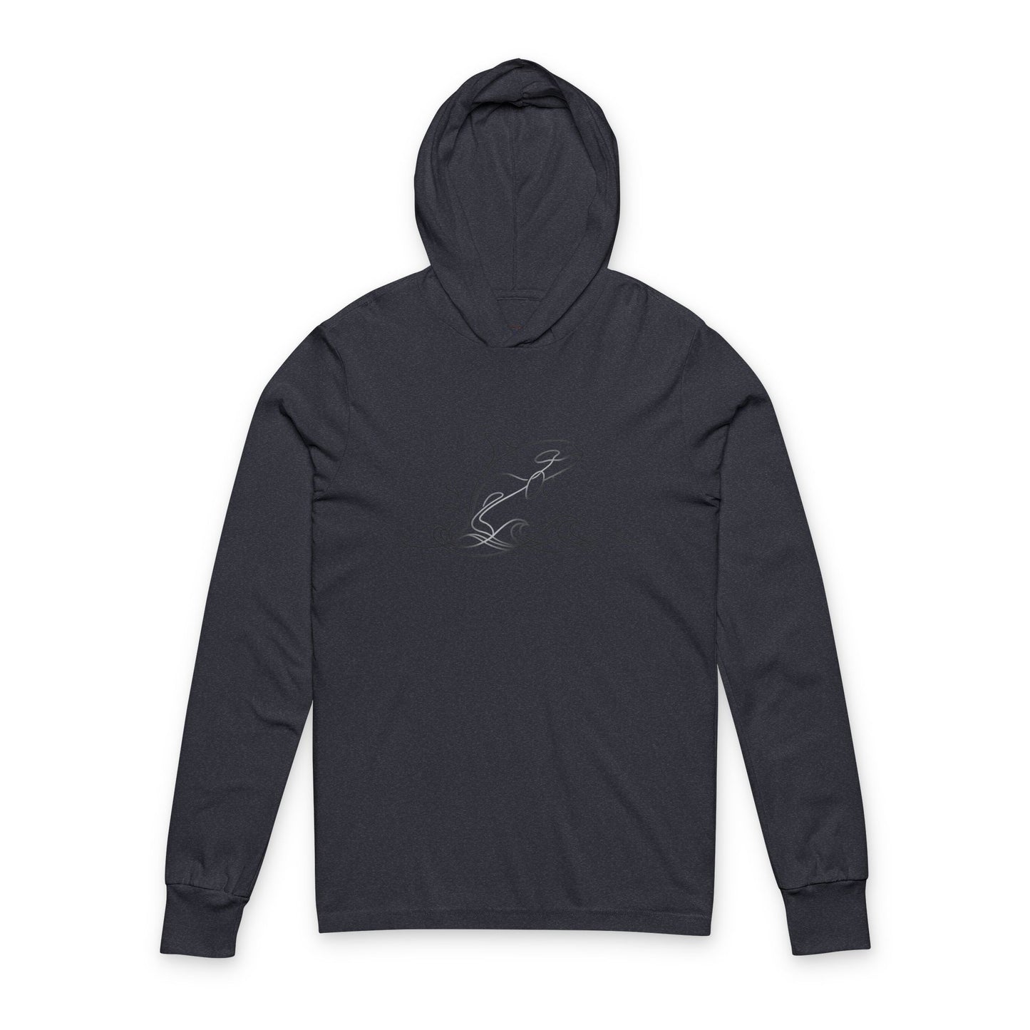 Continuous Line Art Orca Hooded Long Sleeve Tee