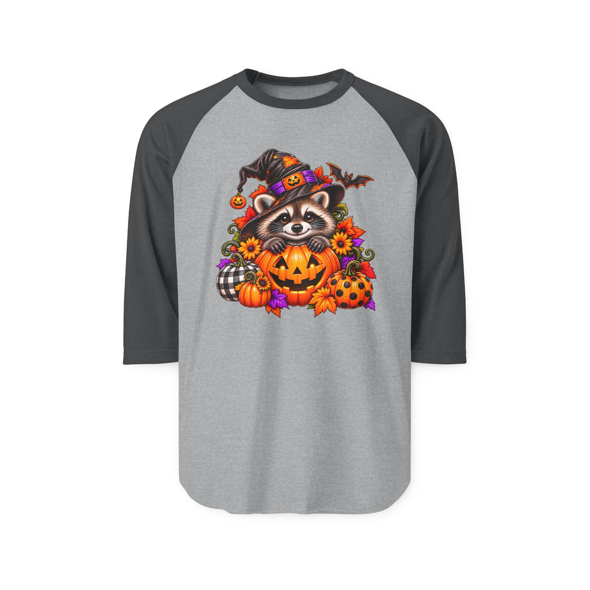 Halloween Raccoon Raglan Baseball Shirt