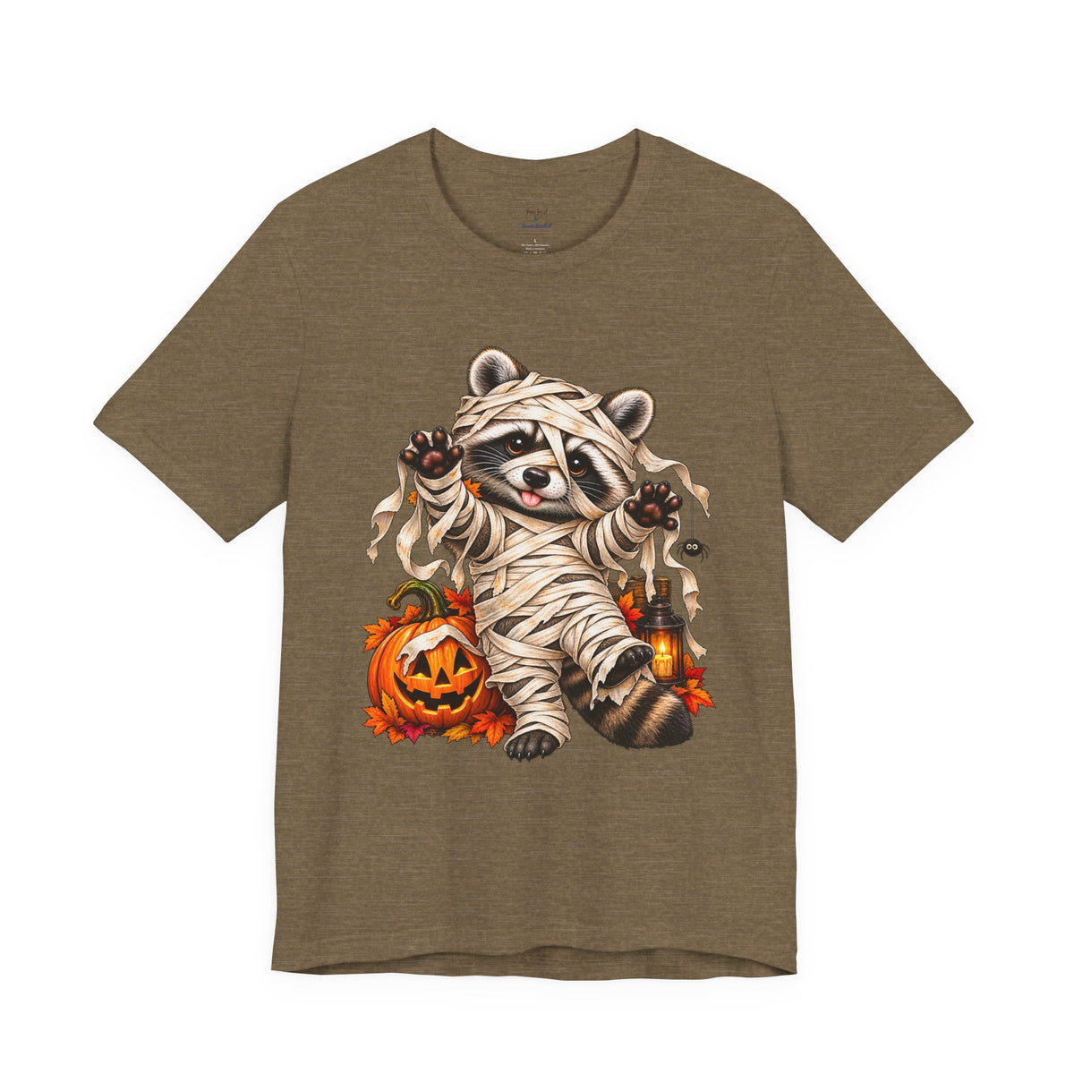 Halloween Mummy Raccoon and Black Cat T-Shirt