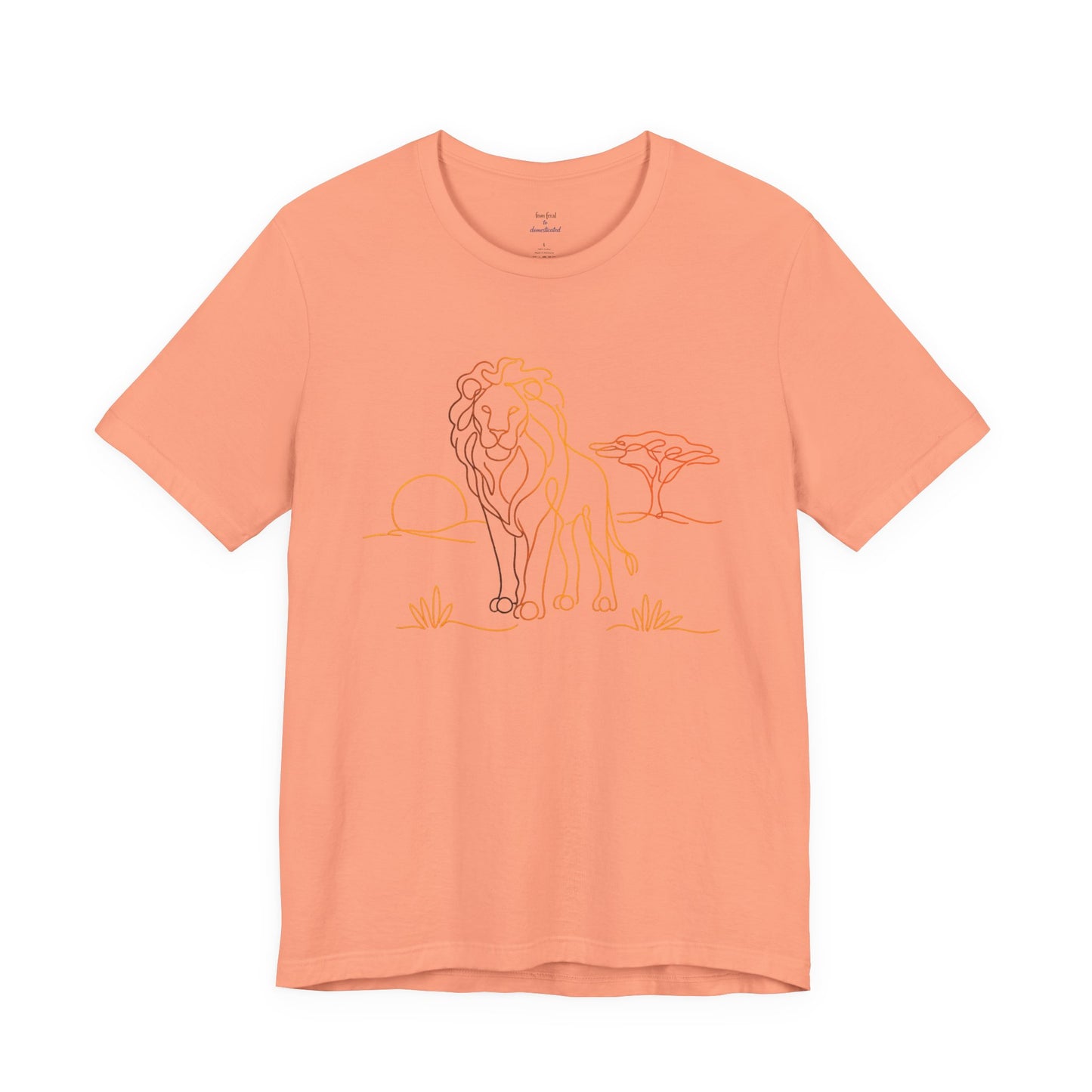 Lion Sunset Tee — Minimal Line Art Safari T-Shirt