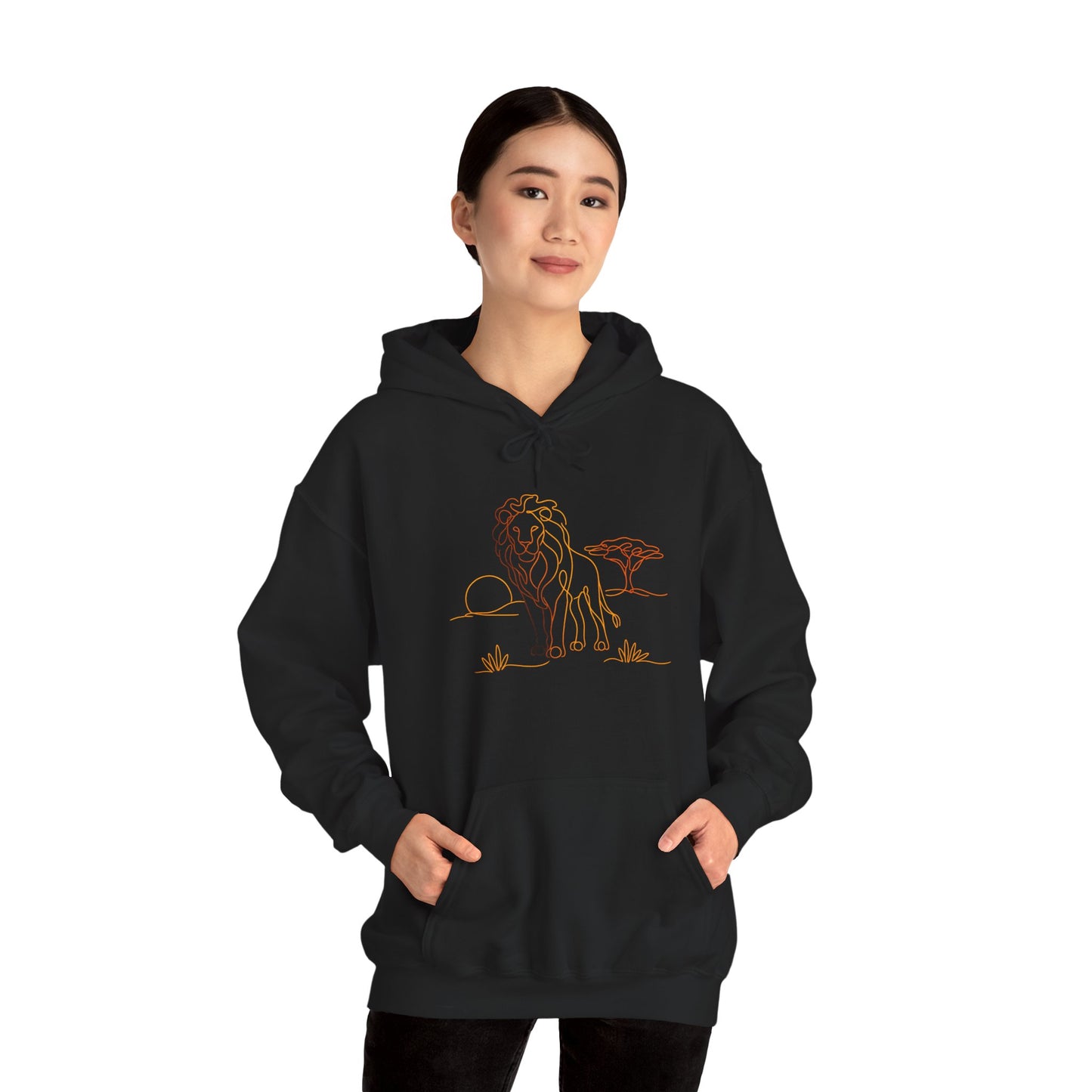 Lion Line Art Hoodie — Minimal Safari Sweatshirt
