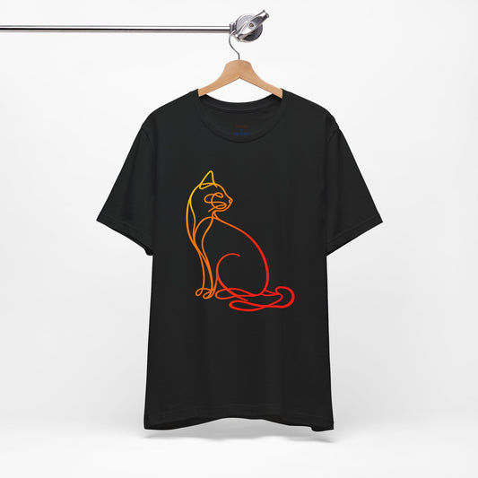 Colorful Line-Work Sitting Cat T-Shirt
