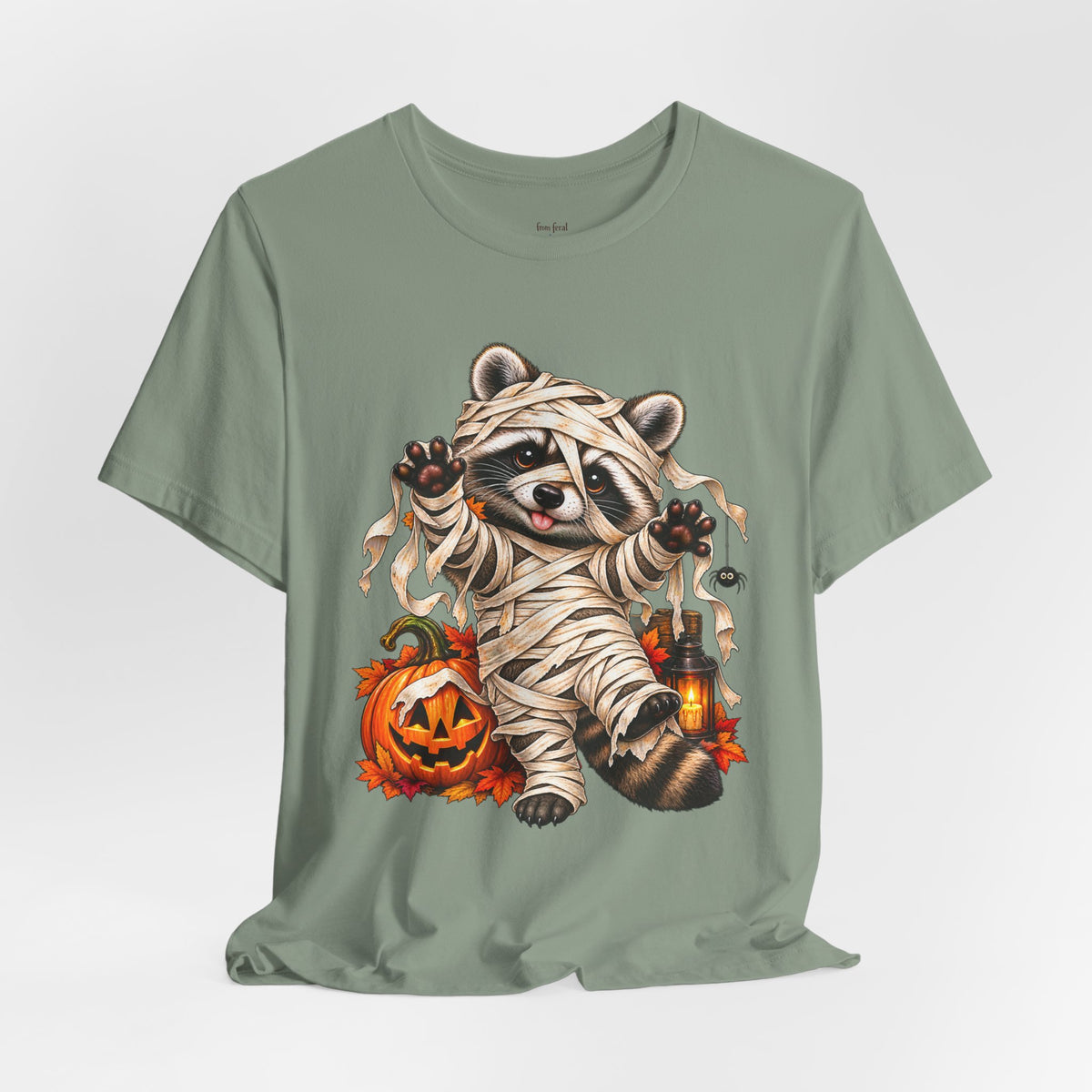 Halloween Mummy Raccoon and Black Cat T-Shirt