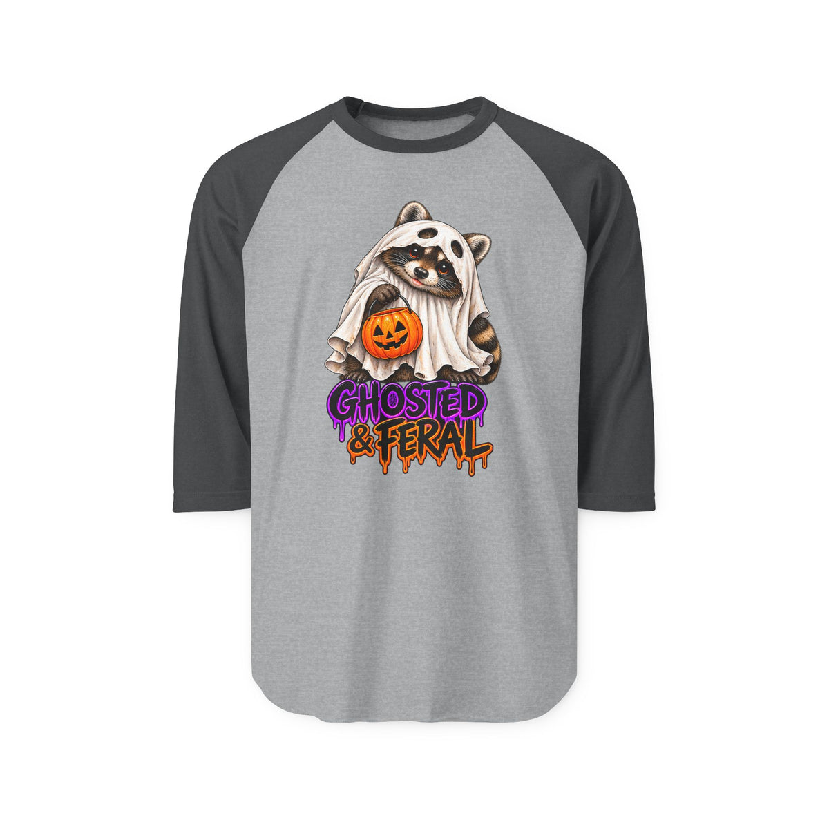 Ghosted Raccoon Raglan Baseball Shirt