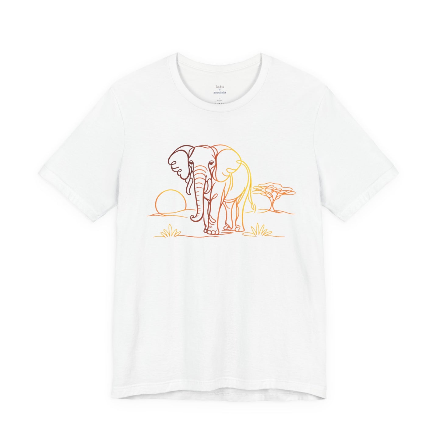Elephant Sunset Tee — Minimal Line Art Safari T-Shirt