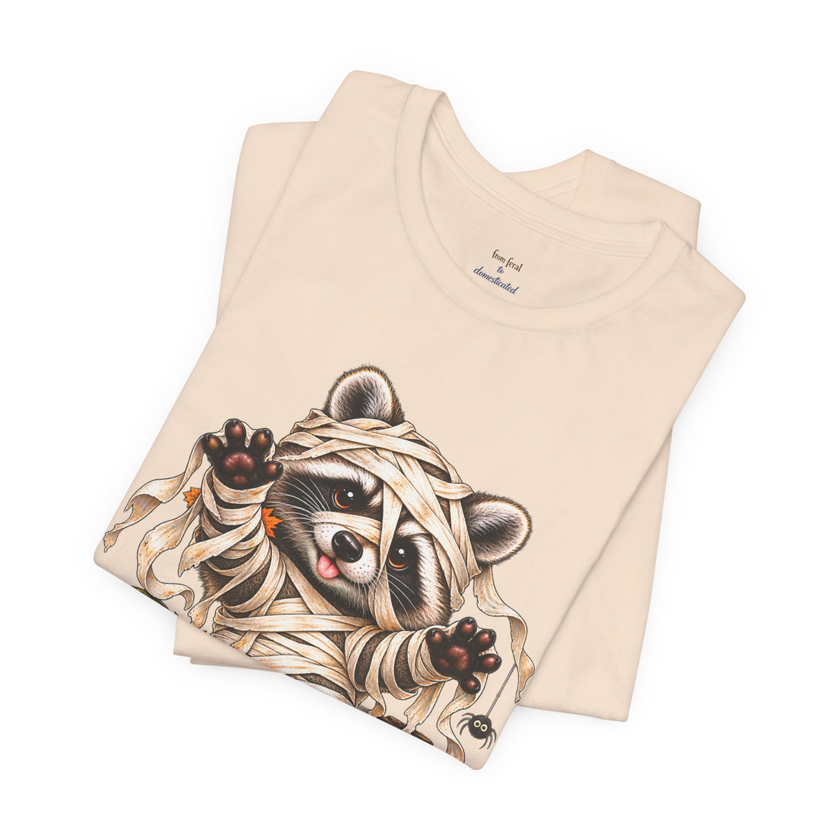 Halloween Mummy Raccoon and Black Cat T-Shirt