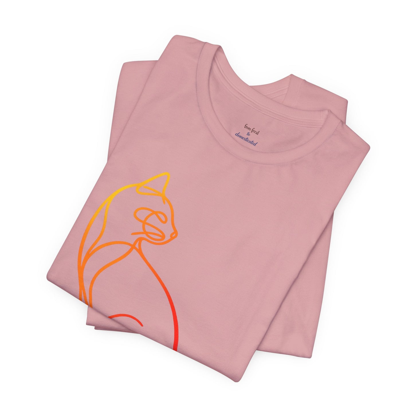 Colorful Line-Work Sitting Cat T-Shirt
