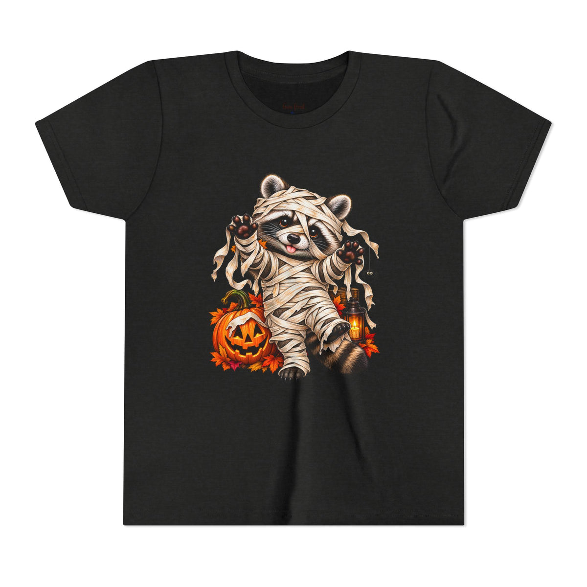 Halloween Youth Tee — Mummy Raccoon Kids Tshirt