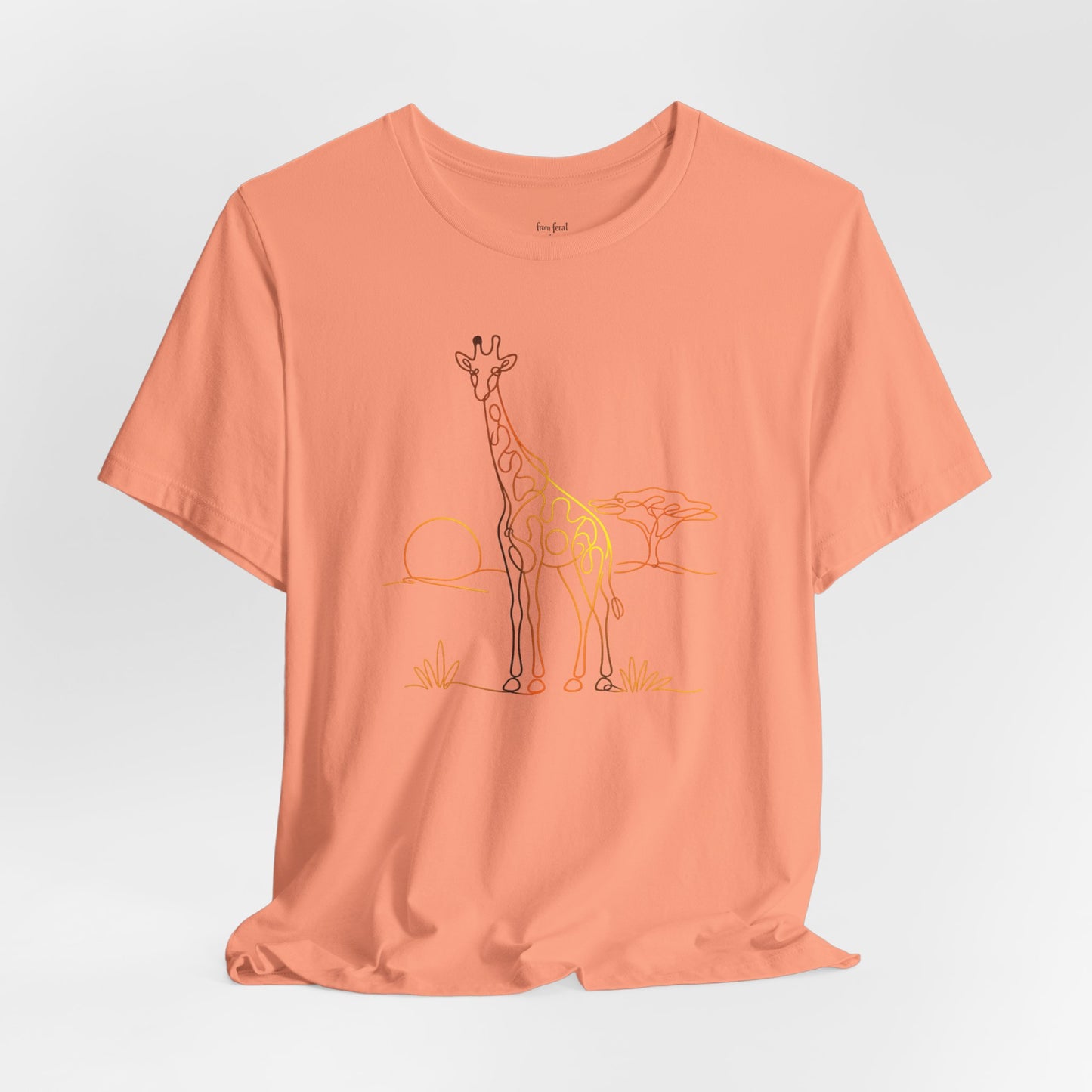 Giraffe Sunset Tee — Minimal Line Art Safari T-Shirt