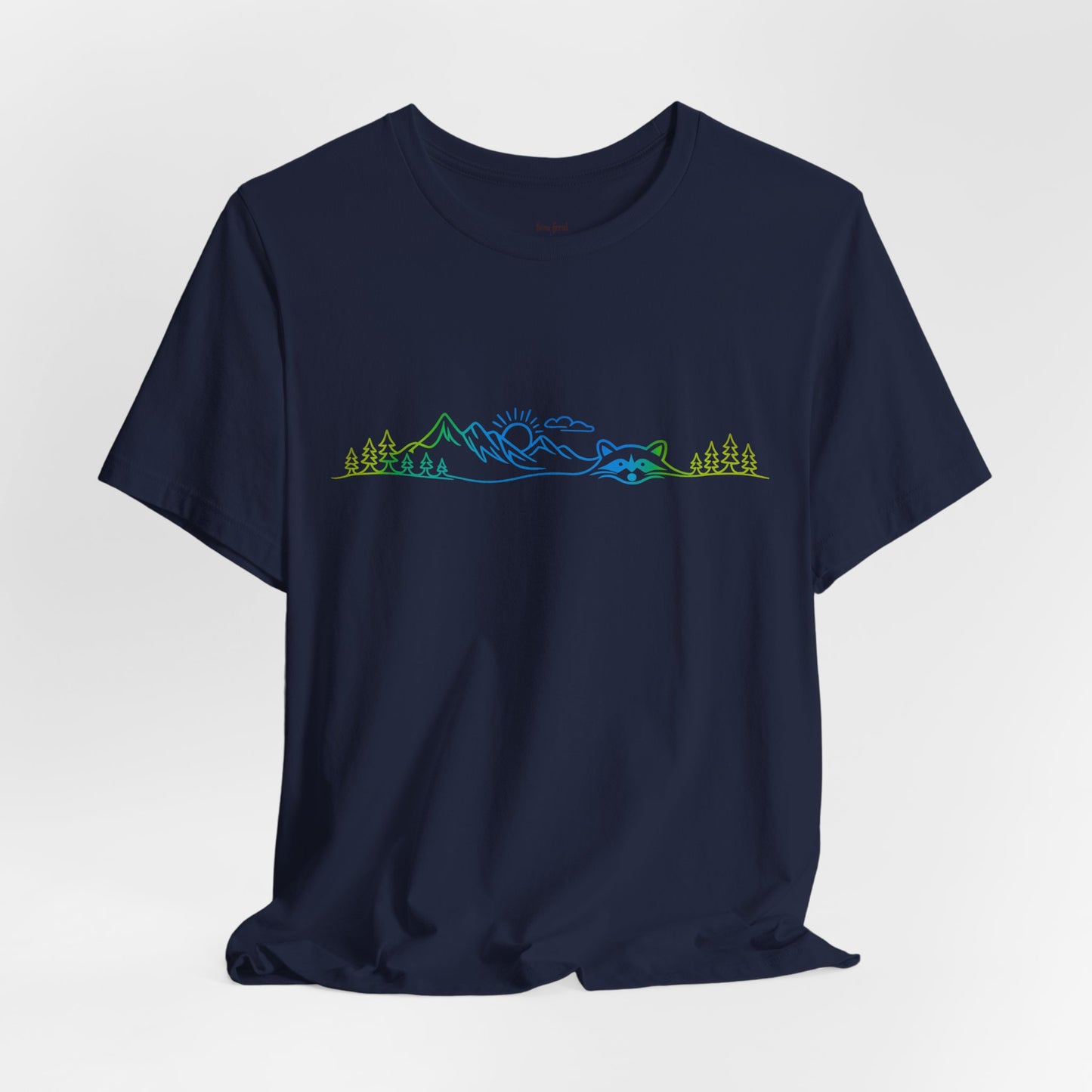 Raccoon Tee — Minimal Line Raccoon Scenic Graphic T-Shirt