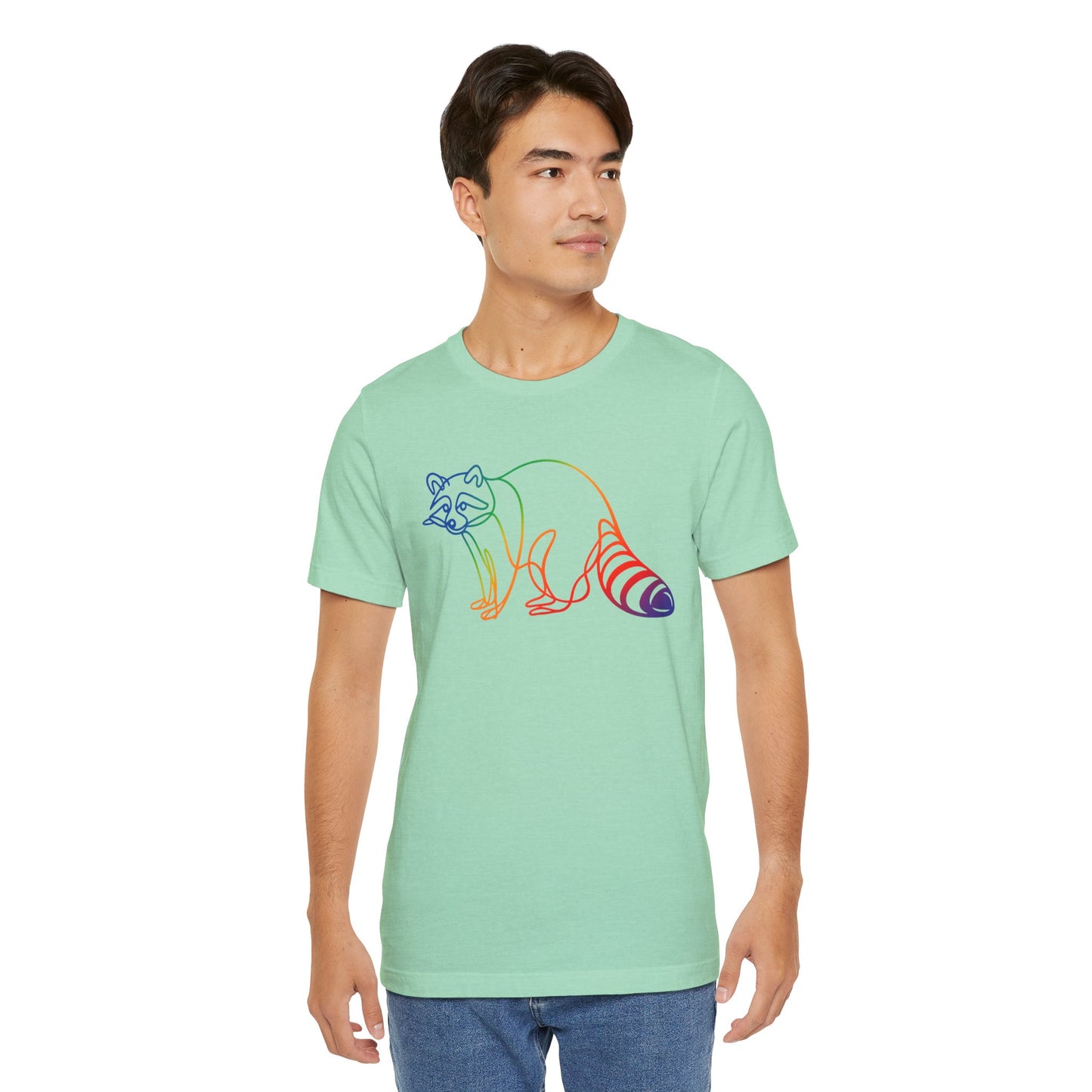 Raccoon Tee — Minimal Line Raccoon Scenic Graphic T-Shirt