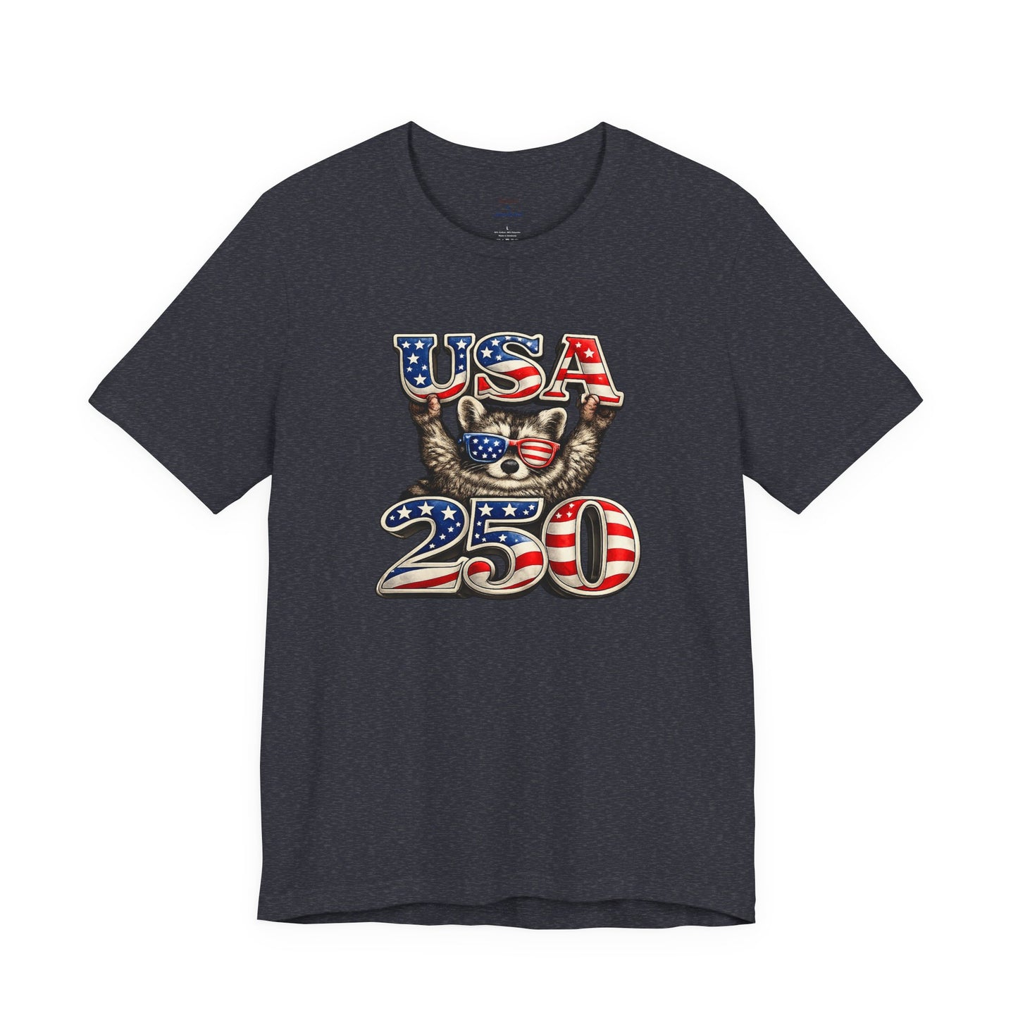 Patriot Raccoon 250th Anniversary T-Shirt — 4th of July Fireworks Flag Tee