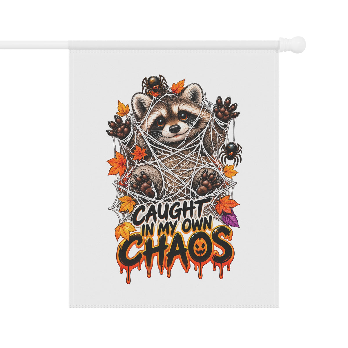 Caught Raccoon Garden Flag