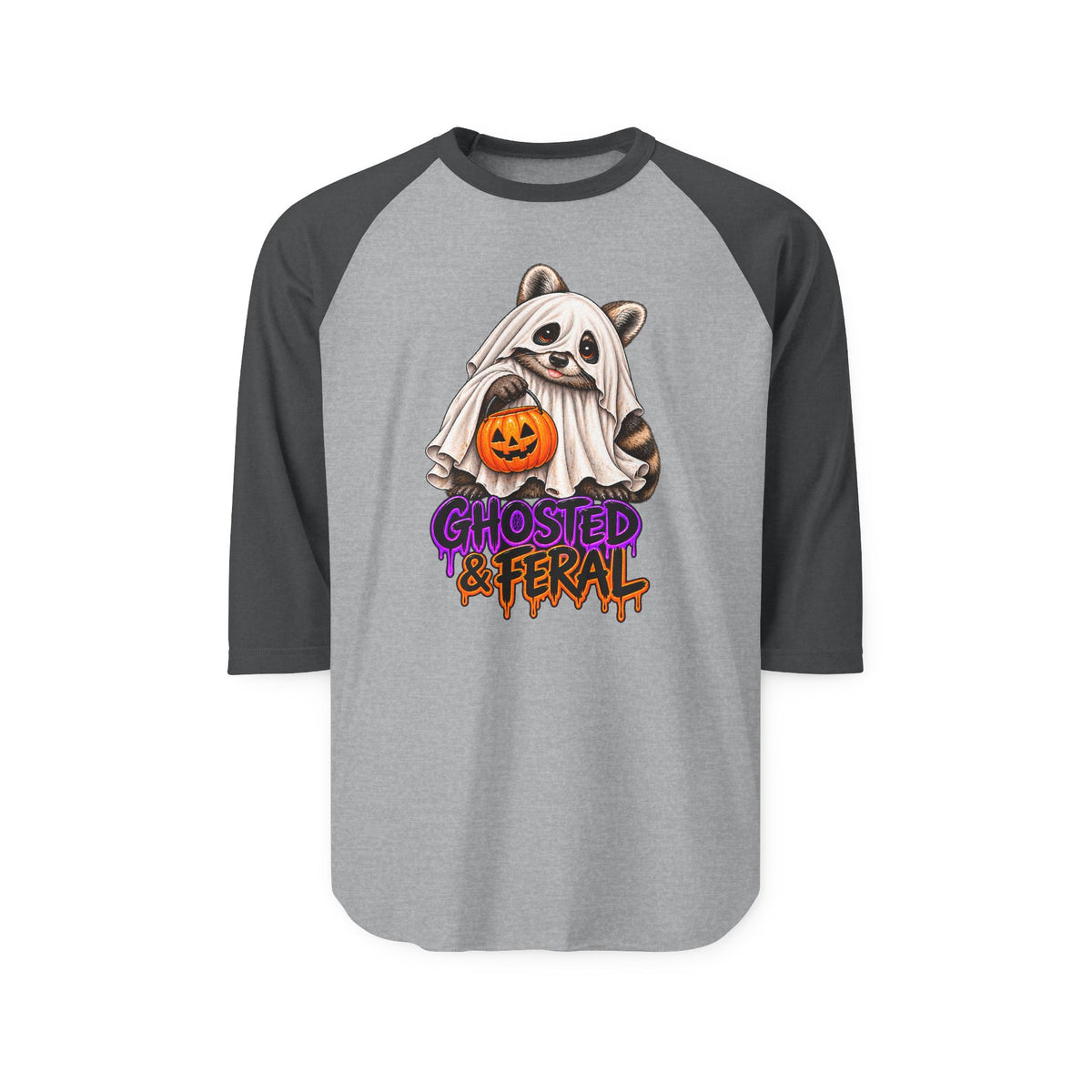 Ghosted Raccoon Raglan Baseball Shirt