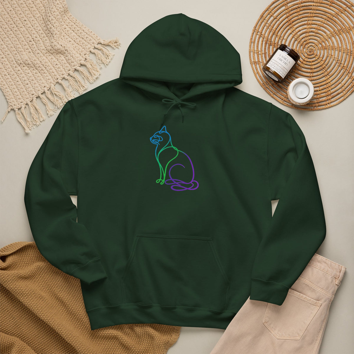 Northern Lights Cat Hooded Sweatshirt