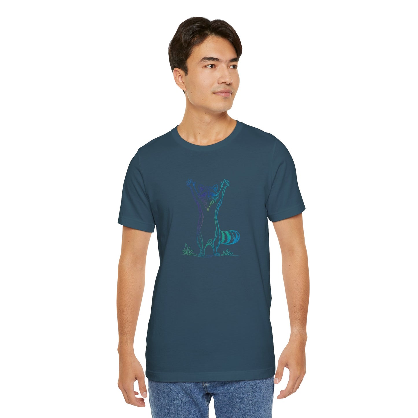 Raccoon Tee — Minimal Line Raccoon Scenic Graphic T-Shirt
