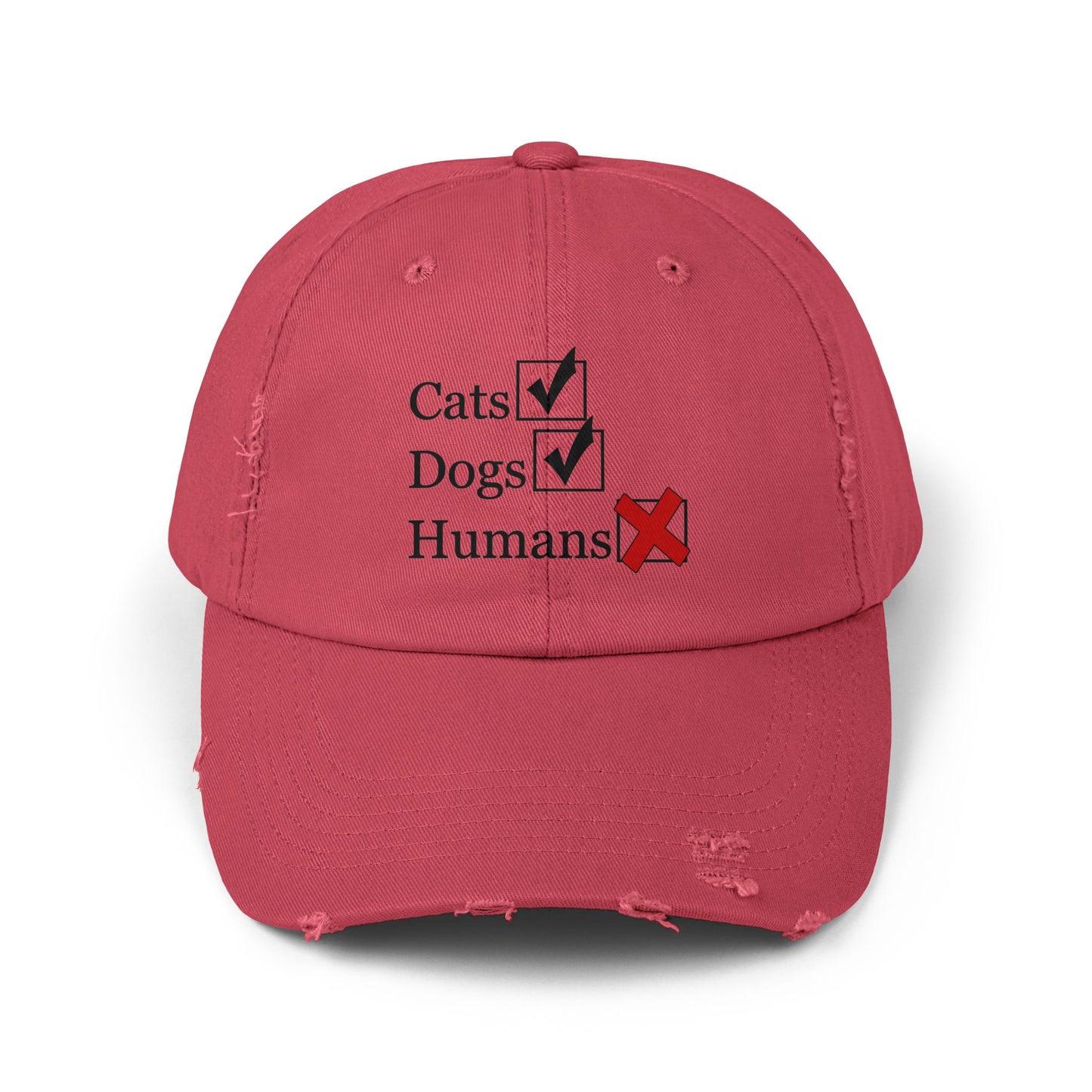 "No Humans" Distressed Cap —  Funny Truth Hat