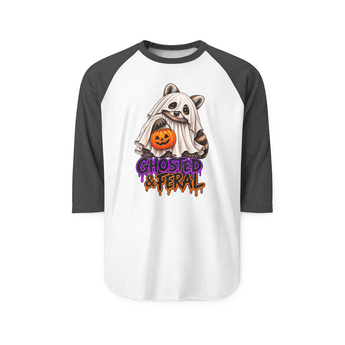 Ghosted Raccoon Raglan Baseball Shirt