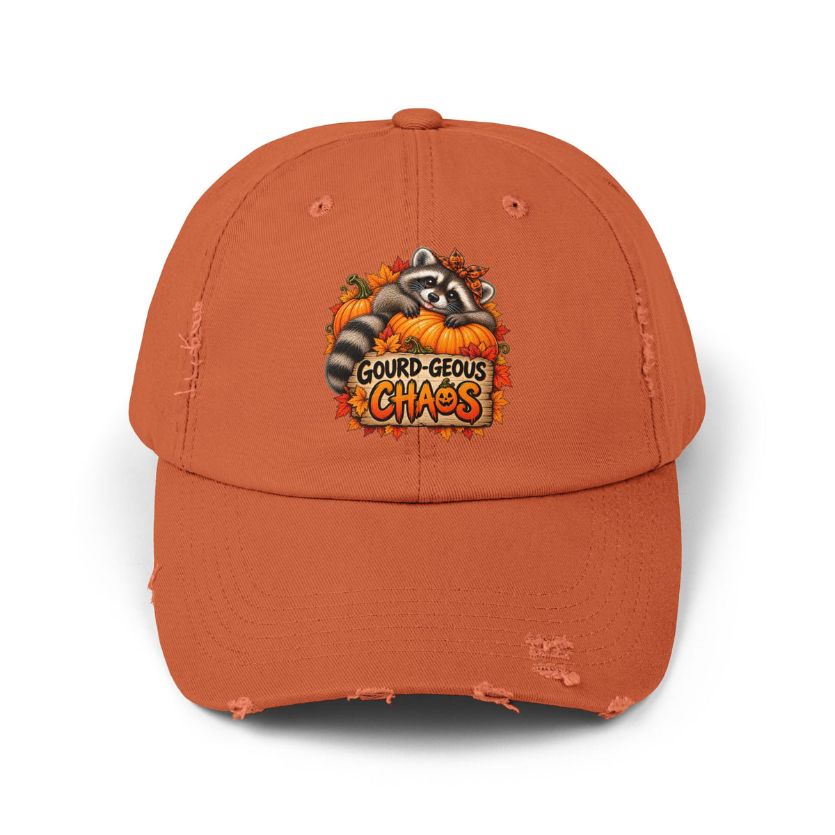 Gourd-geous Raccoon Distressed Baseball Hat