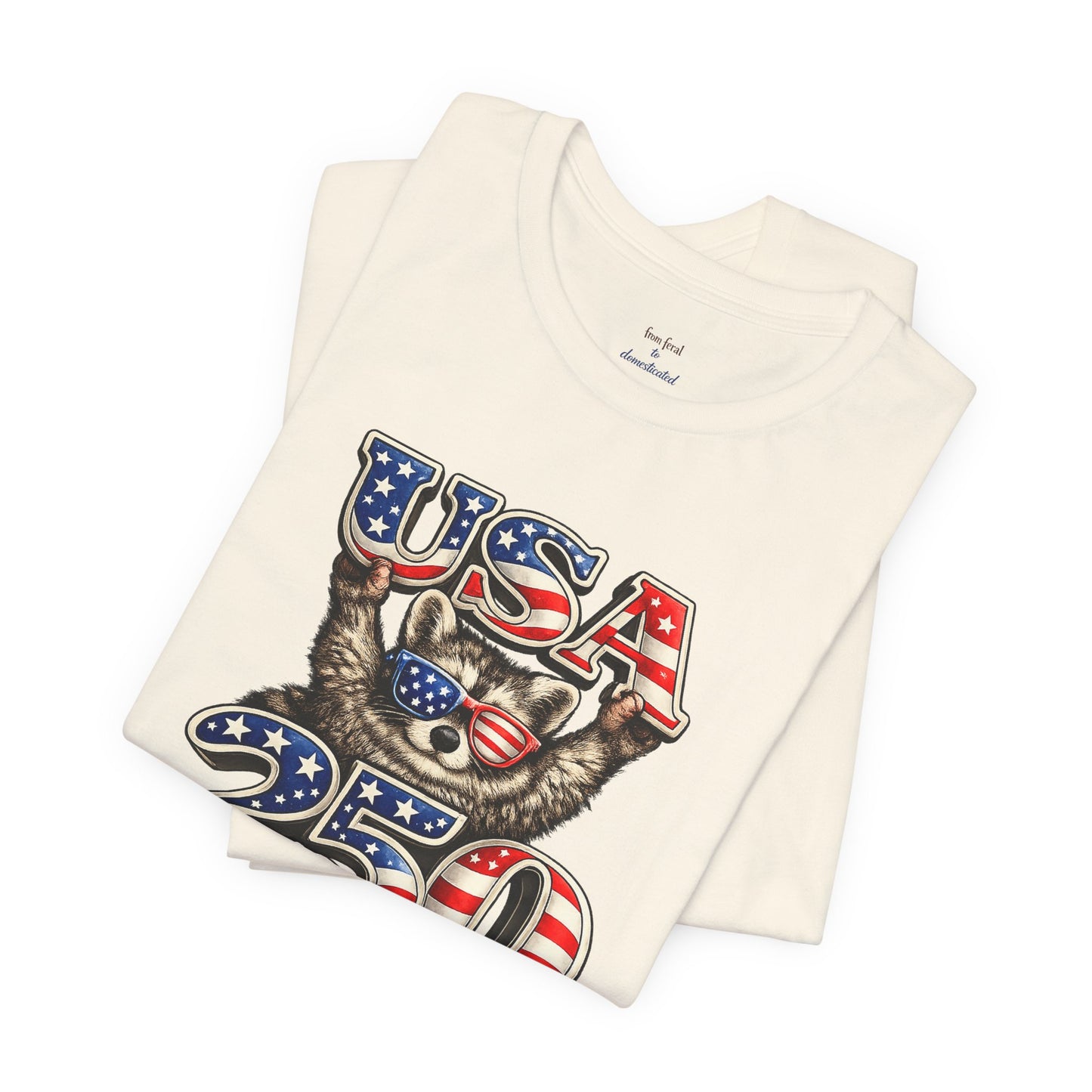 Patriot Raccoon 250th Anniversary T-Shirt — 4th of July Fireworks Flag Tee