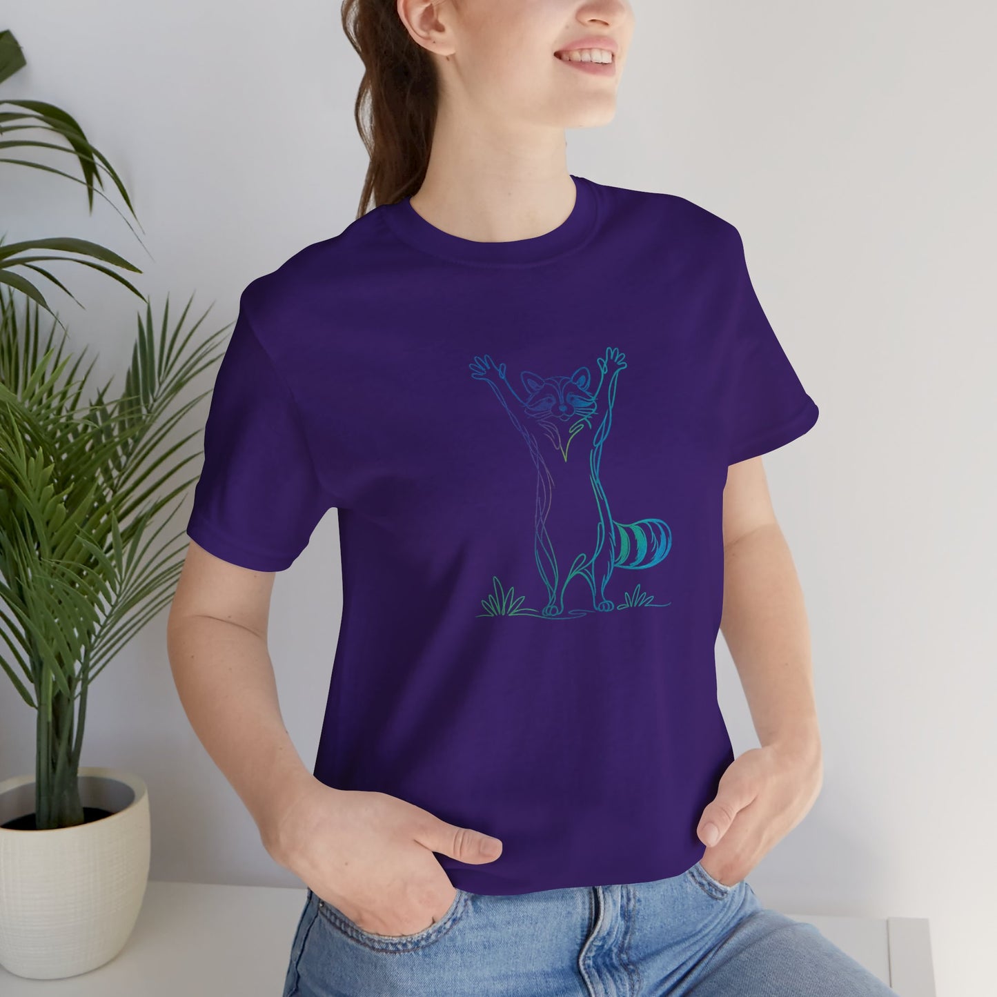 Raccoon Tee — Minimal Line Raccoon Scenic Graphic T-Shirt