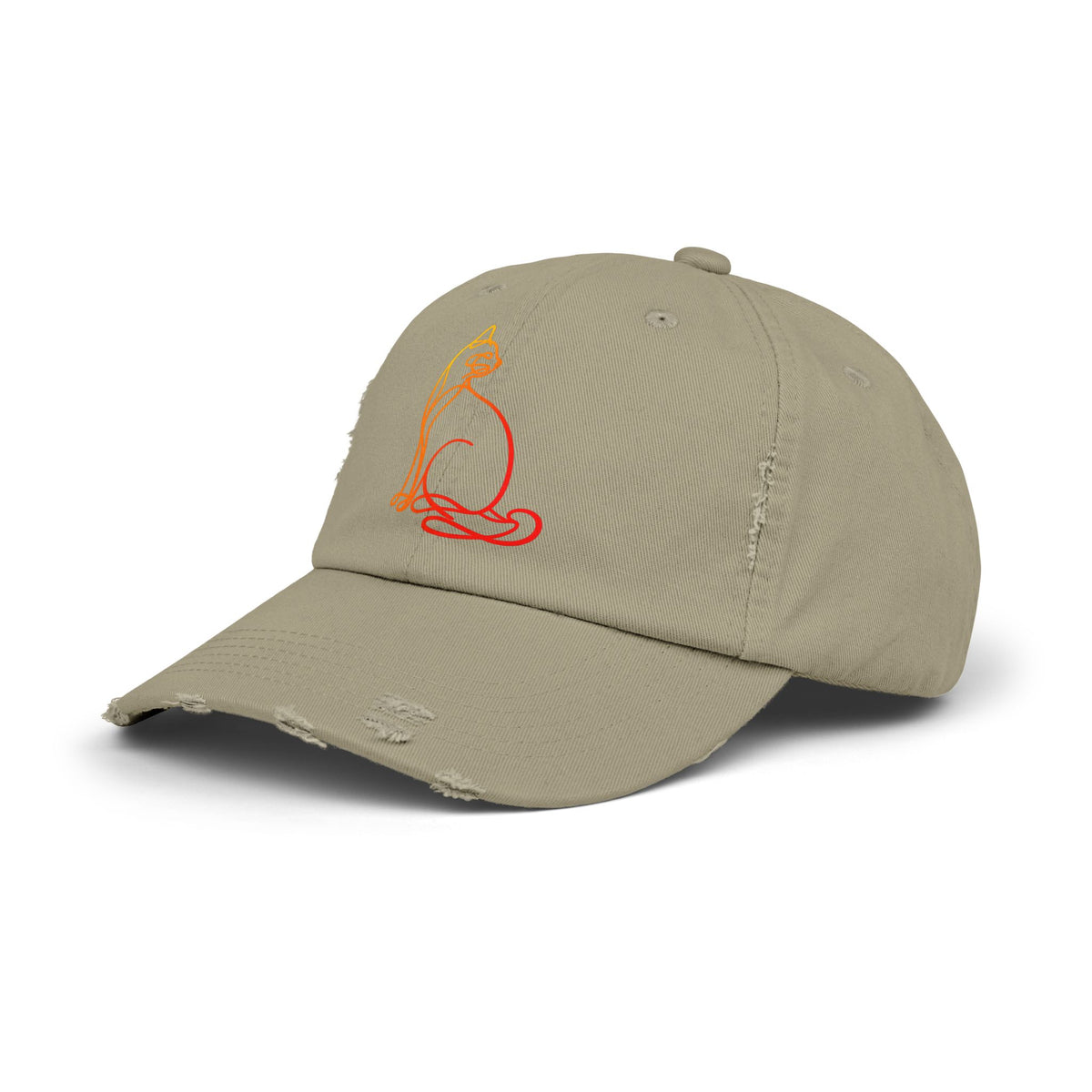 Sunrise Cat Distressed Cap