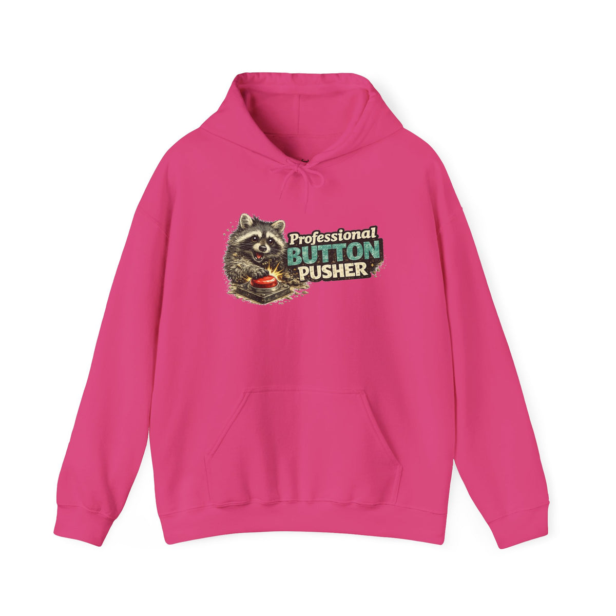 Raccoon "Button Pusher" Hooded Sweatshirt