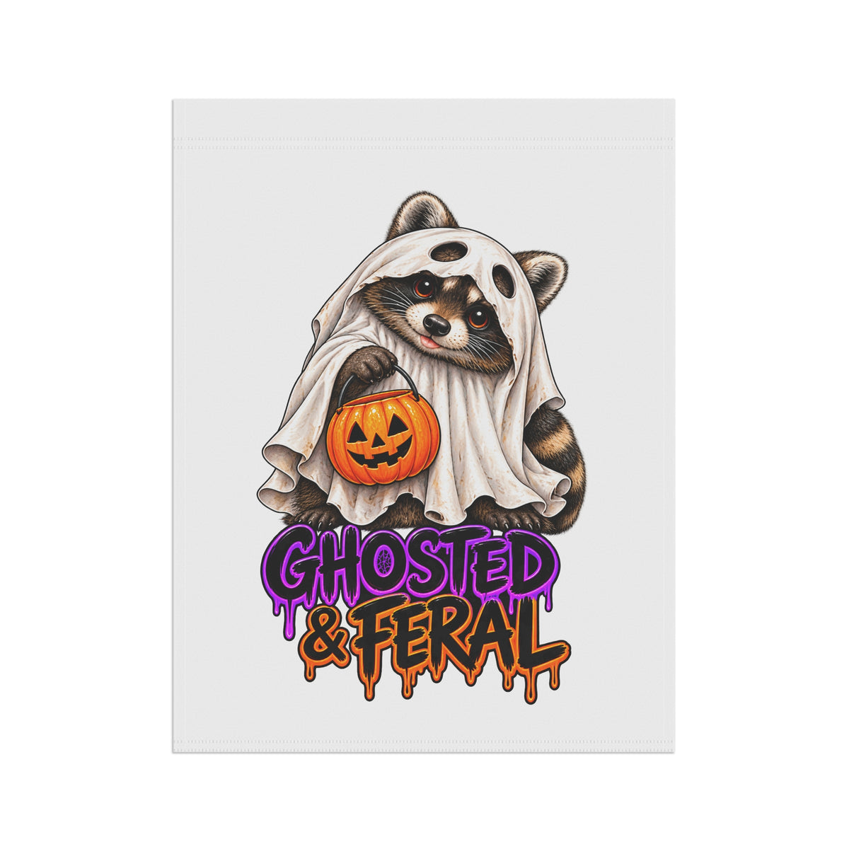 Ghosted Raccoon Garden Flag