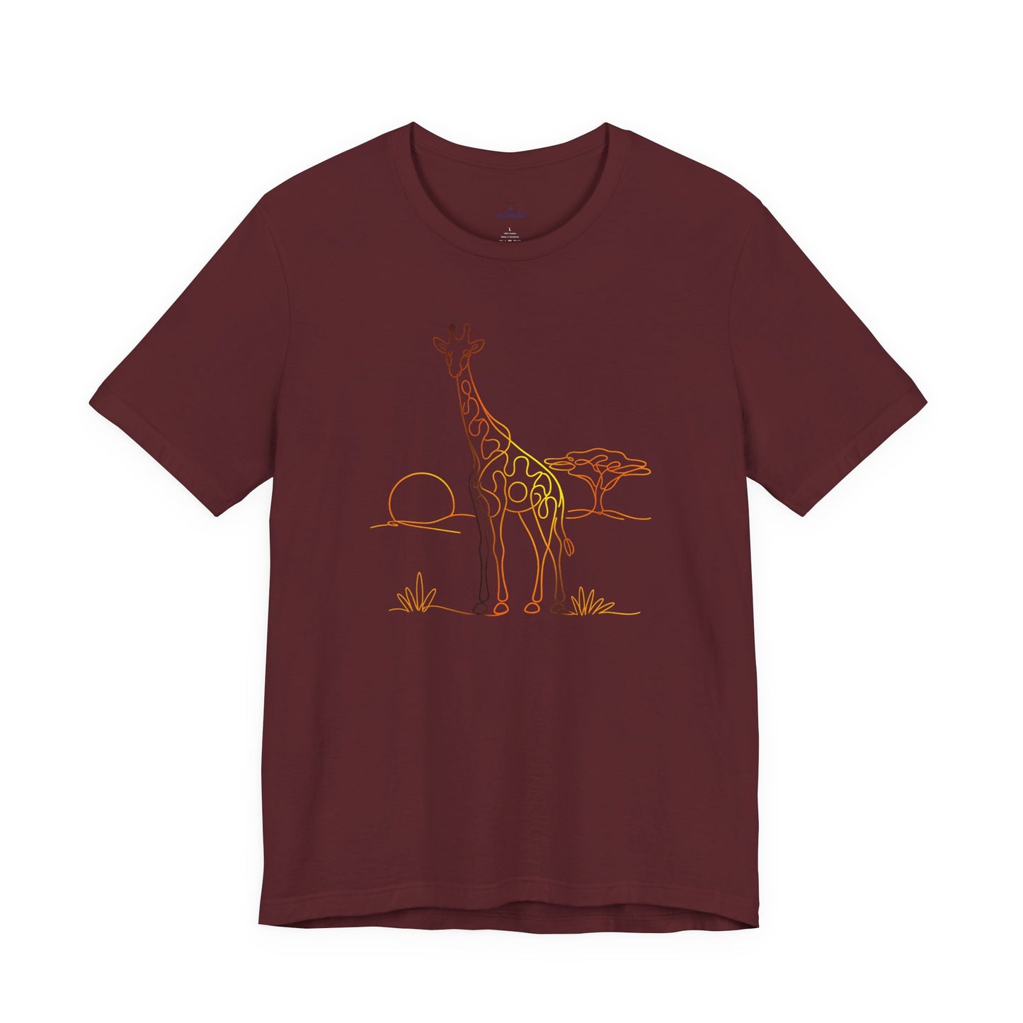 Giraffe Sunset Tee — Minimal Line Art Safari T-Shirt