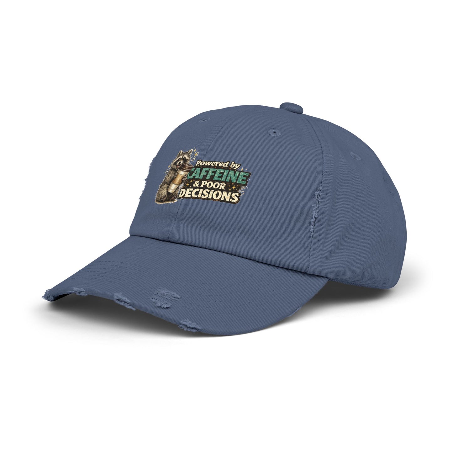 Powered By Distressed Cap — Raccoon Mom/Dad Funny Dad Hat