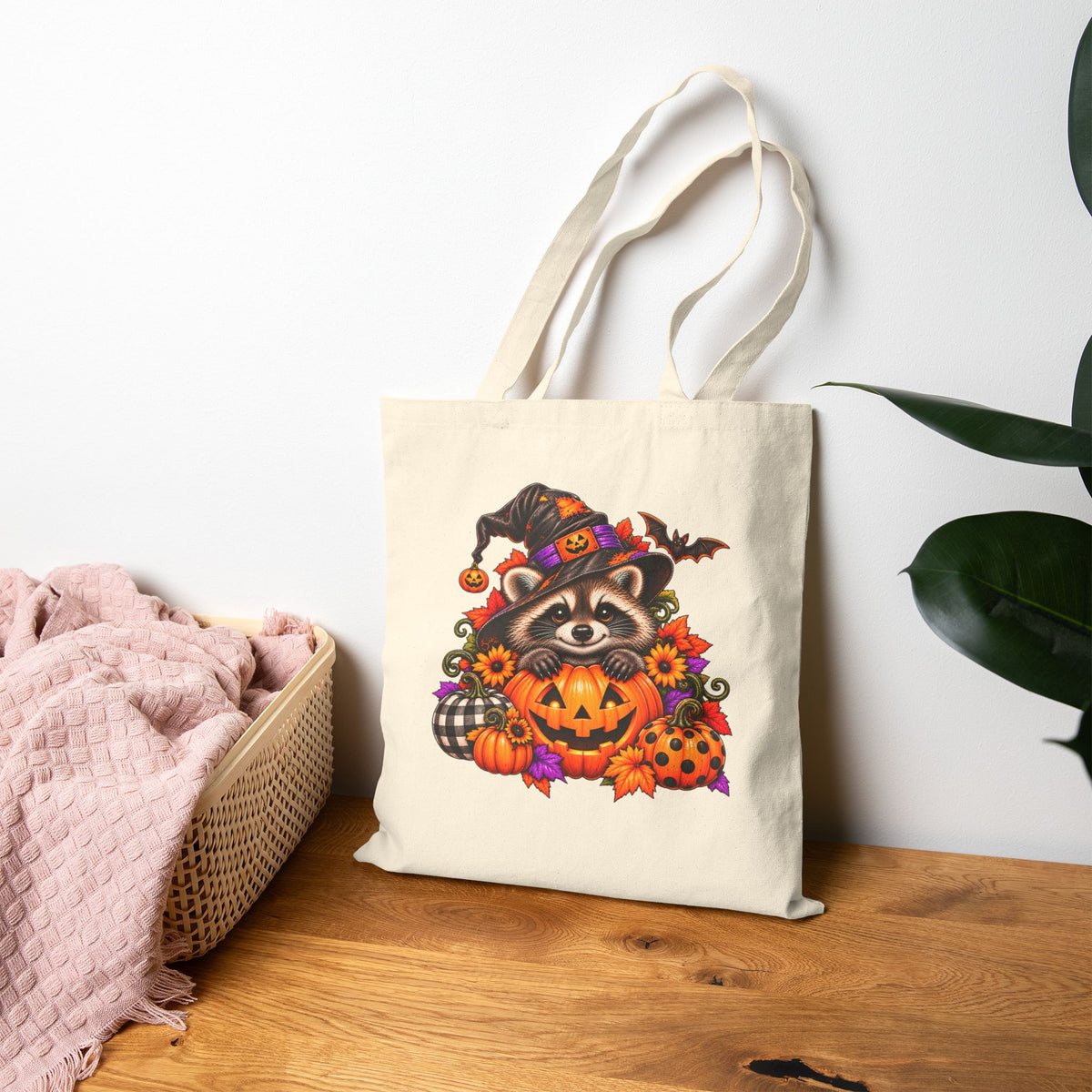 Halloween Raccoon Tote Bag