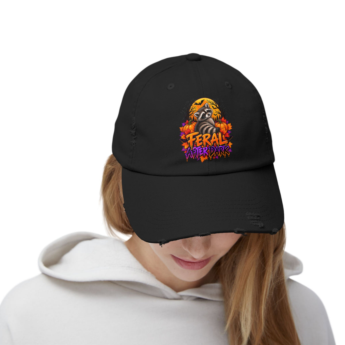 After Dark Raccoon Distressed Baseball Hat